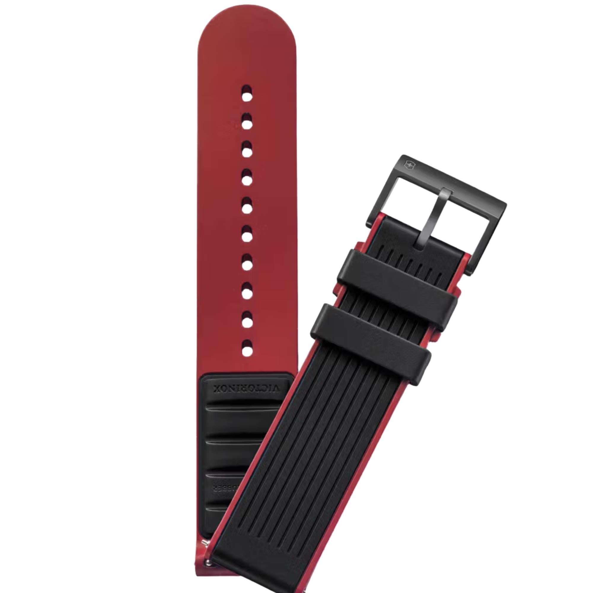 Victorinox Genuine Rubber 21mm Black Watch Strap D4 V.60066