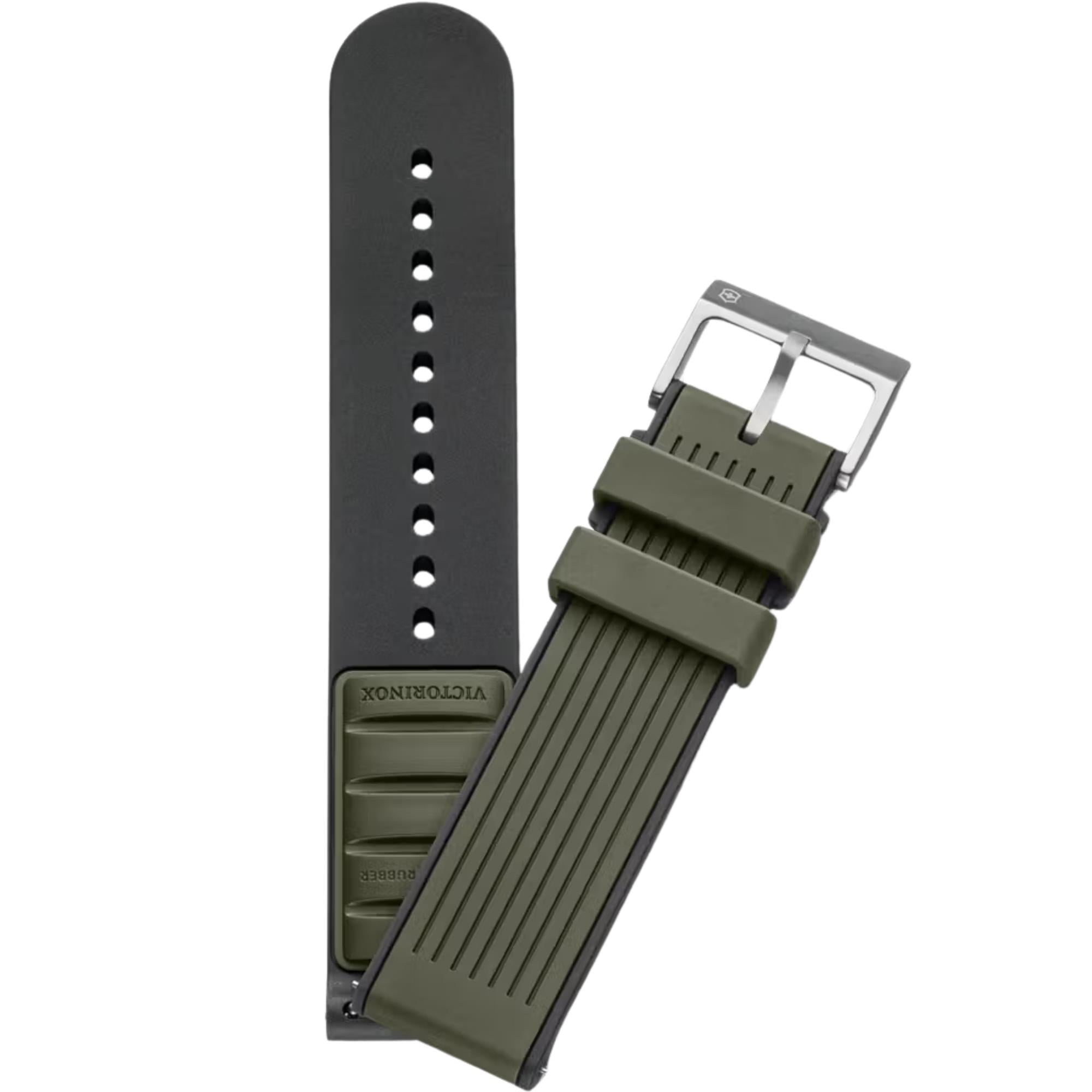 Victorinox Genuine Rubber 21mm Green Watch Strap D4 V.60069