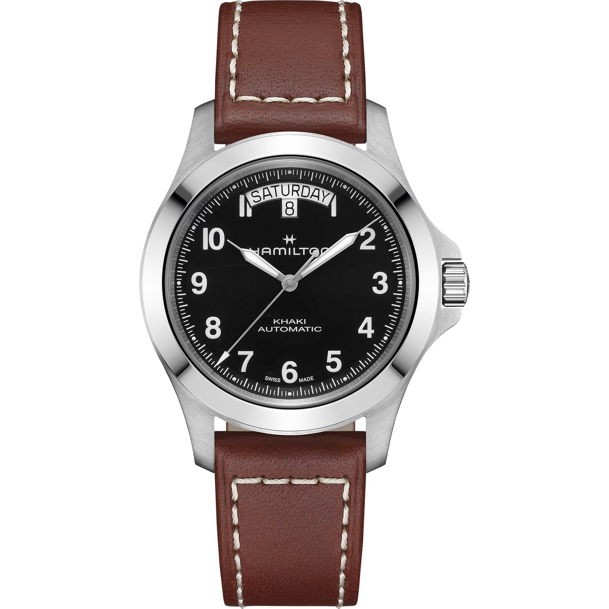 Hamilton Khaki Field 40mm Black Dial Leather Mens Automatic Watch H64475531