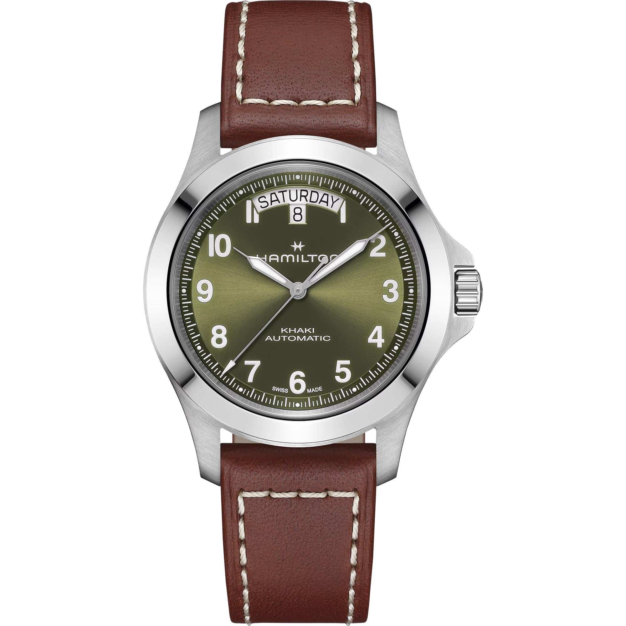 Hamilton Khaki Field 40mm Green Dial Leather Mens Watch H64475560
