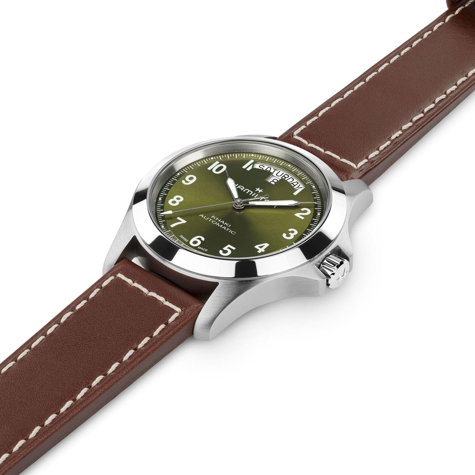 Hamilton Khaki Field 40mm Green Leather Mens Automatic Watch H64475560