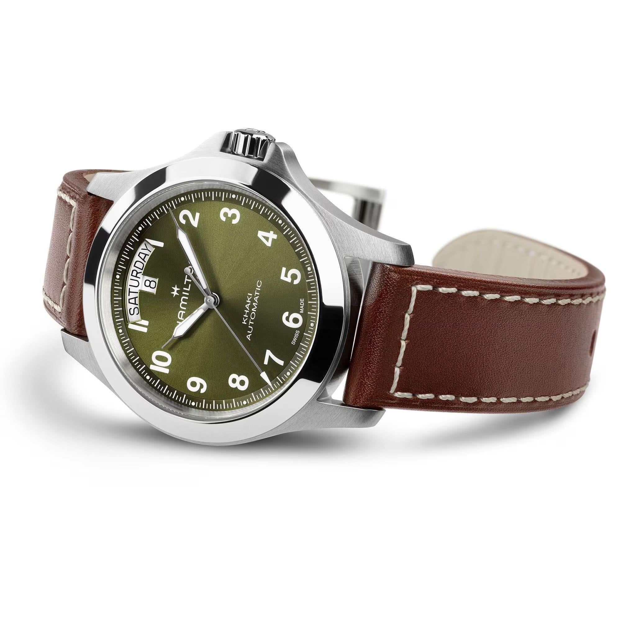 Hamilton Khaki Field 40mm Green Leather Mens Automatic Watch H64475560
