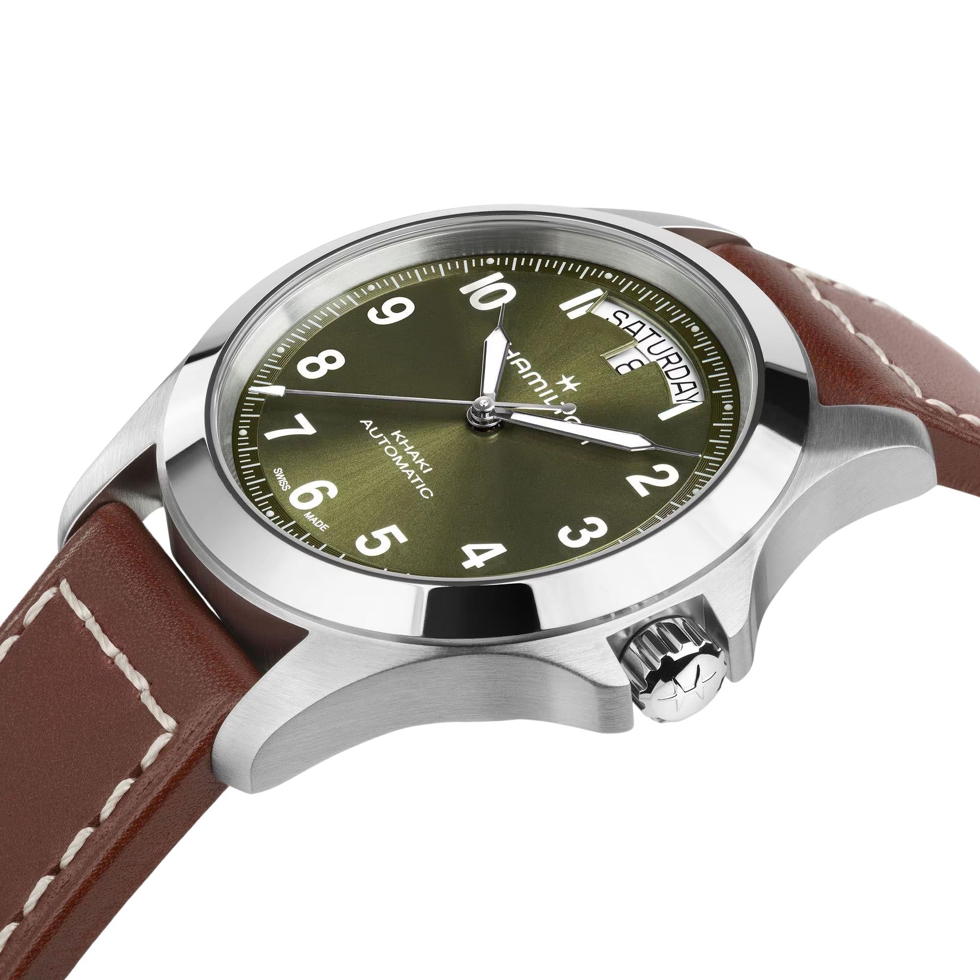 Hamilton Khaki Field 40mm Green Leather Mens Automatic Watch H64475560