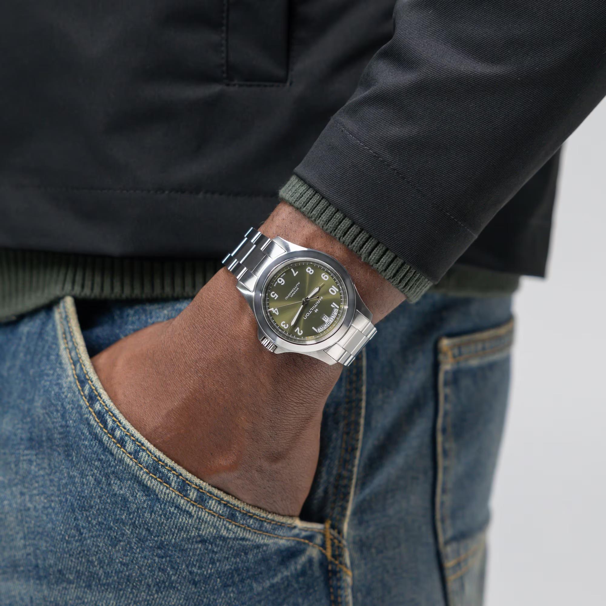 Hamilton Khaki Field 40mm Green Steel Mens Automatic Watch H64475160