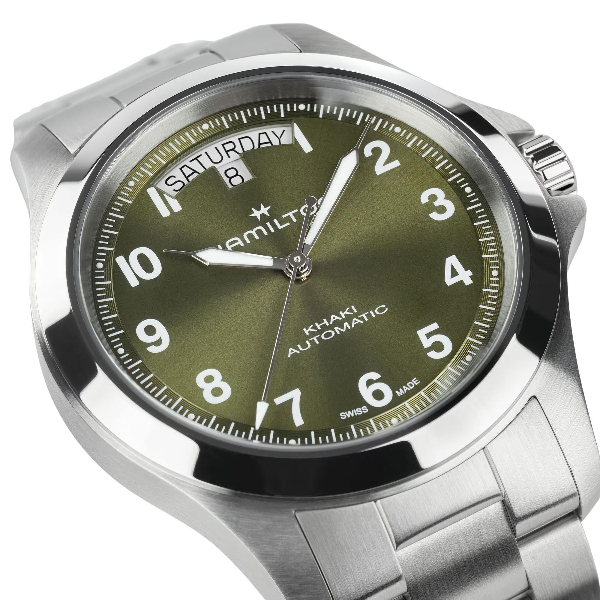 Hamilton Khaki Field 40mm Green Steel Mens Automatic Watch H64475160