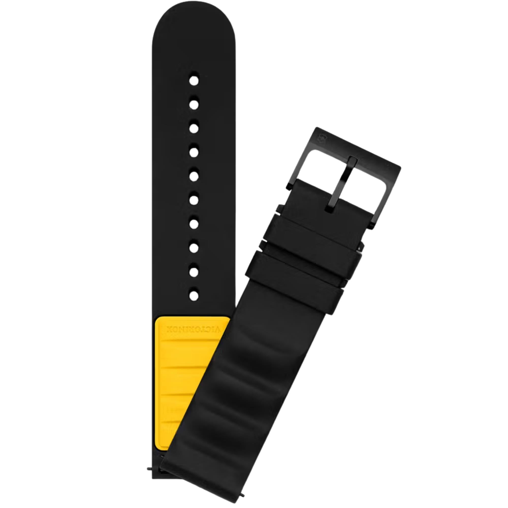 Victorinox Black 21mm Yellow Pad Rubber Watch Strap D2 V.60045