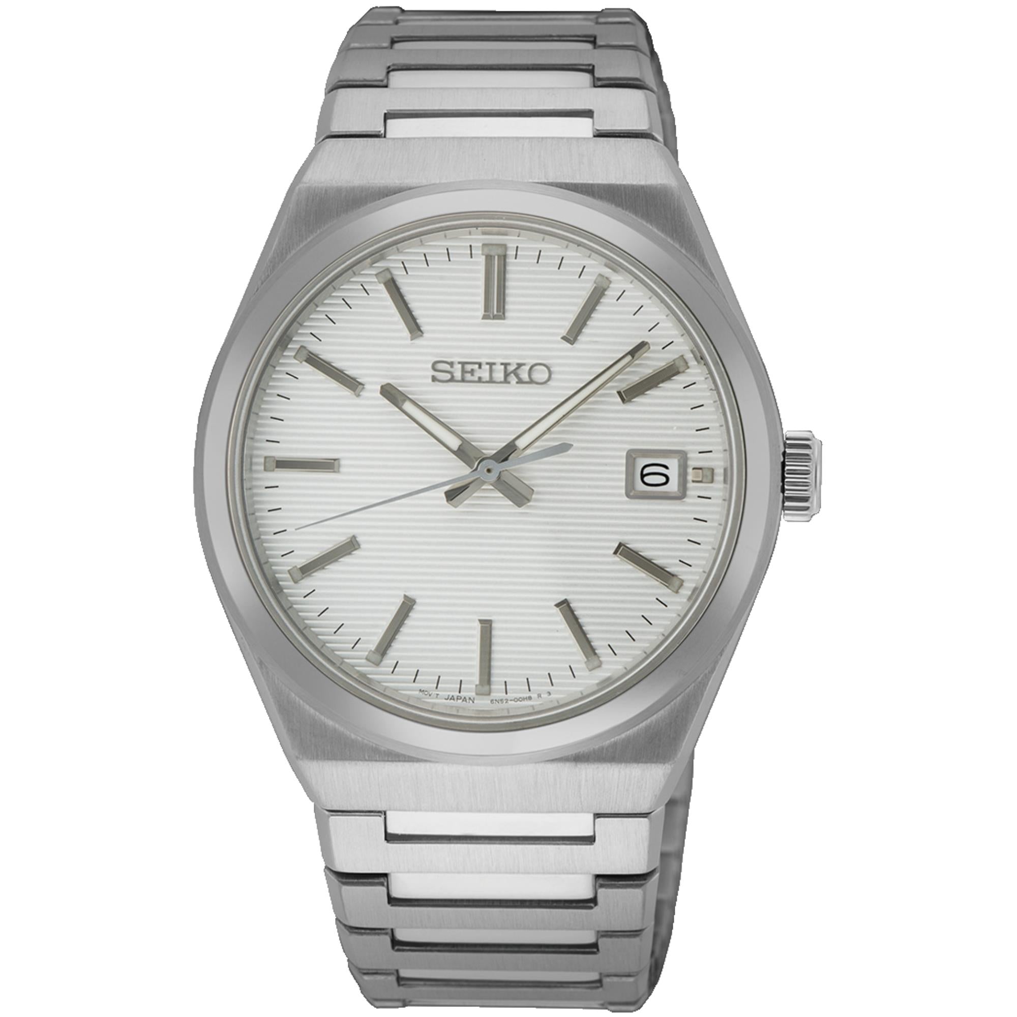 Seiko Essentials 39mm White Dial Steel Mens Quartz Watch SUR553P1