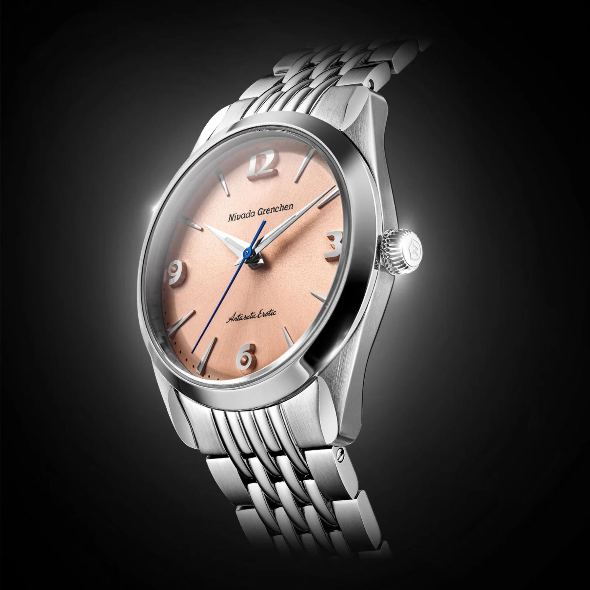 Nivada Grenchen Antarctic Erotic 38mm Salmon Dial Steel Mens Manual-Wind Watch 320695M04