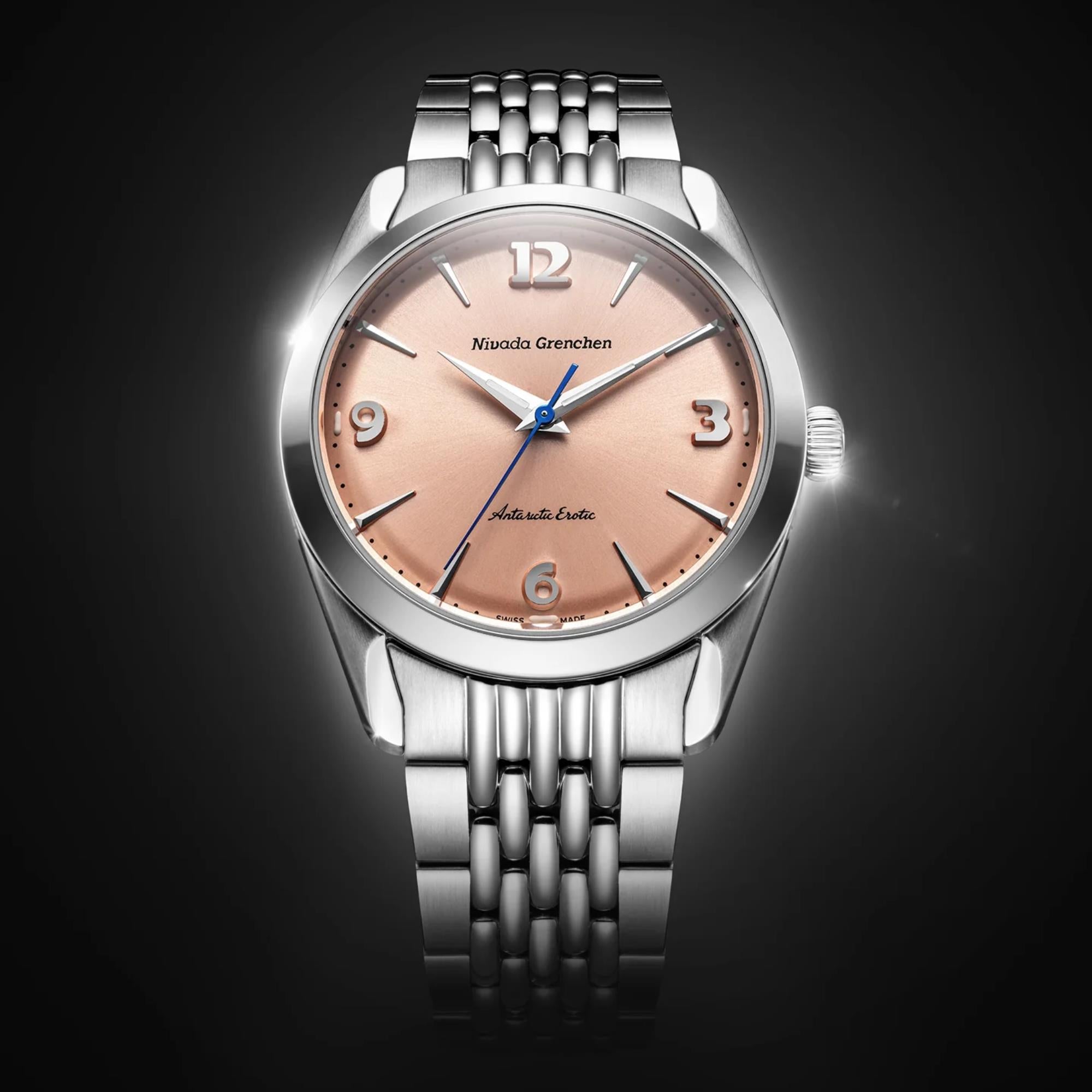 Nivada Grenchen Antarctic Erotic 38mm Salmon Dial Steel Mens Manual-Wind Watch 320695M04