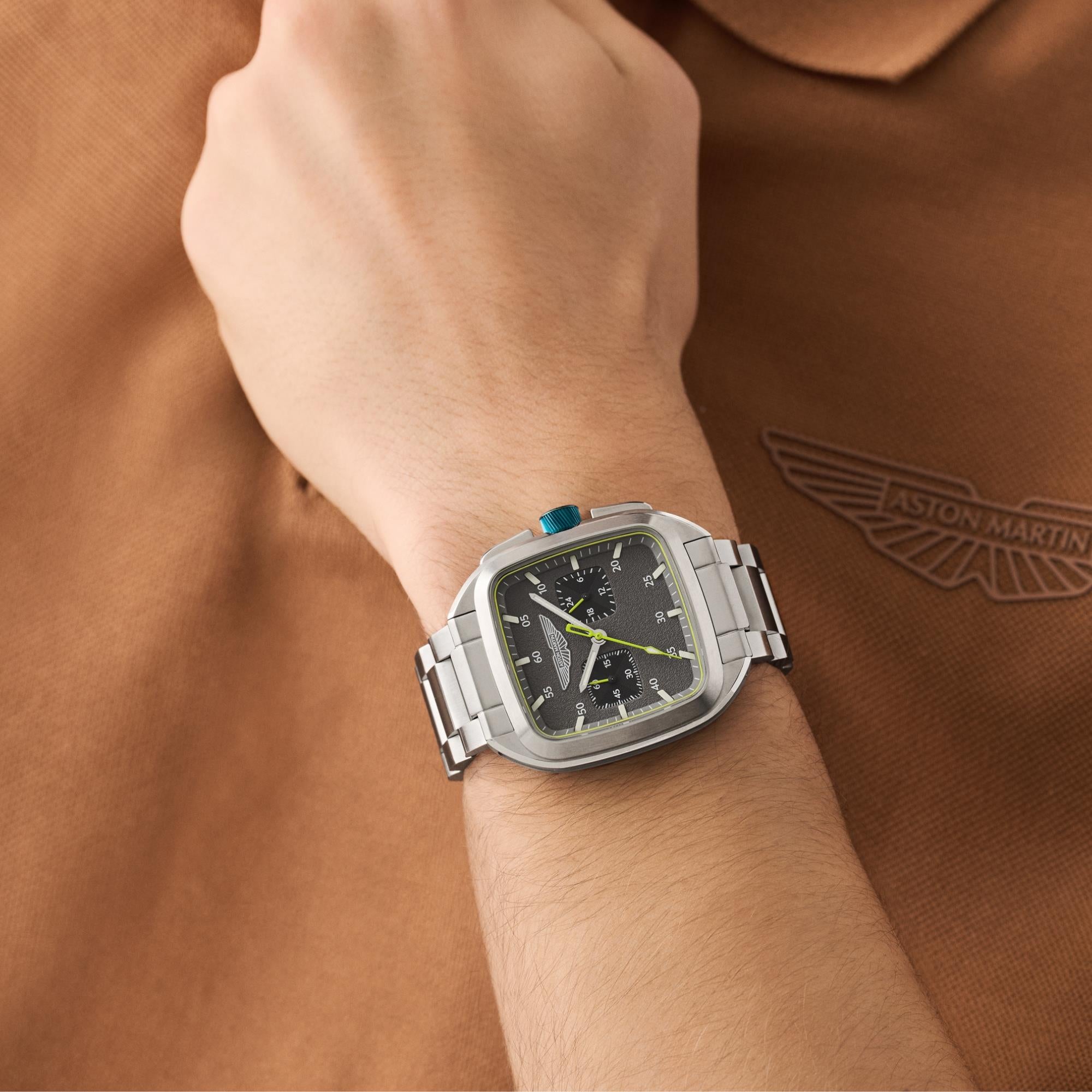Aston Martin Icon ULT 40.5mm Chronograph RSST Case Grey Dial RSST Bracelet Mens Quartz Watch MTIU1S601