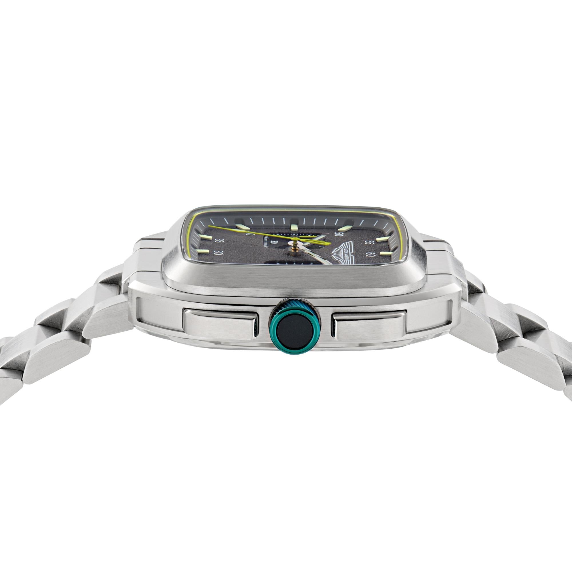 Aston Martin Icon ULT 40.5mm Chronograph RSST Case Grey Dial RSST Bracelet Mens Quartz Watch MTIU1S601