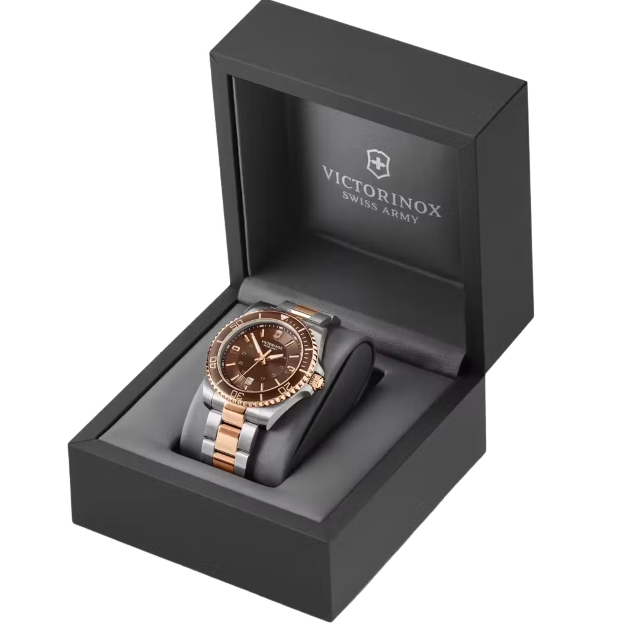 Victorinox Maverick 43mm Large Brown Dial Steel Mens Quartz Watch 241951