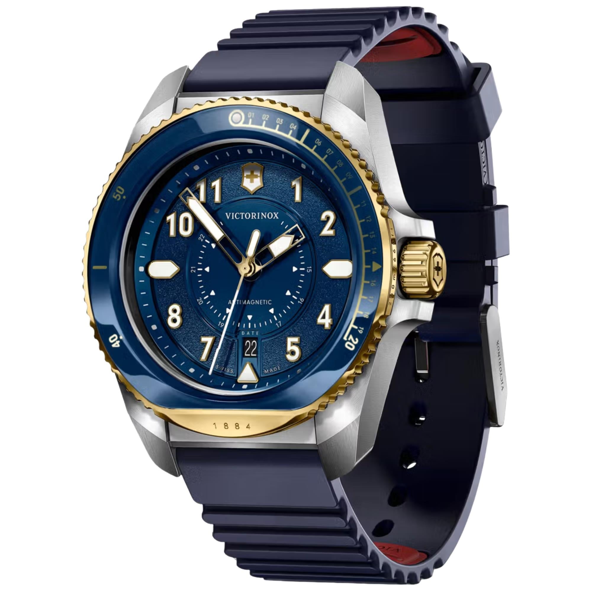 Victorinox Journey 1884 43mm Blue Dial Rubber Mens Quartz Watch 242013