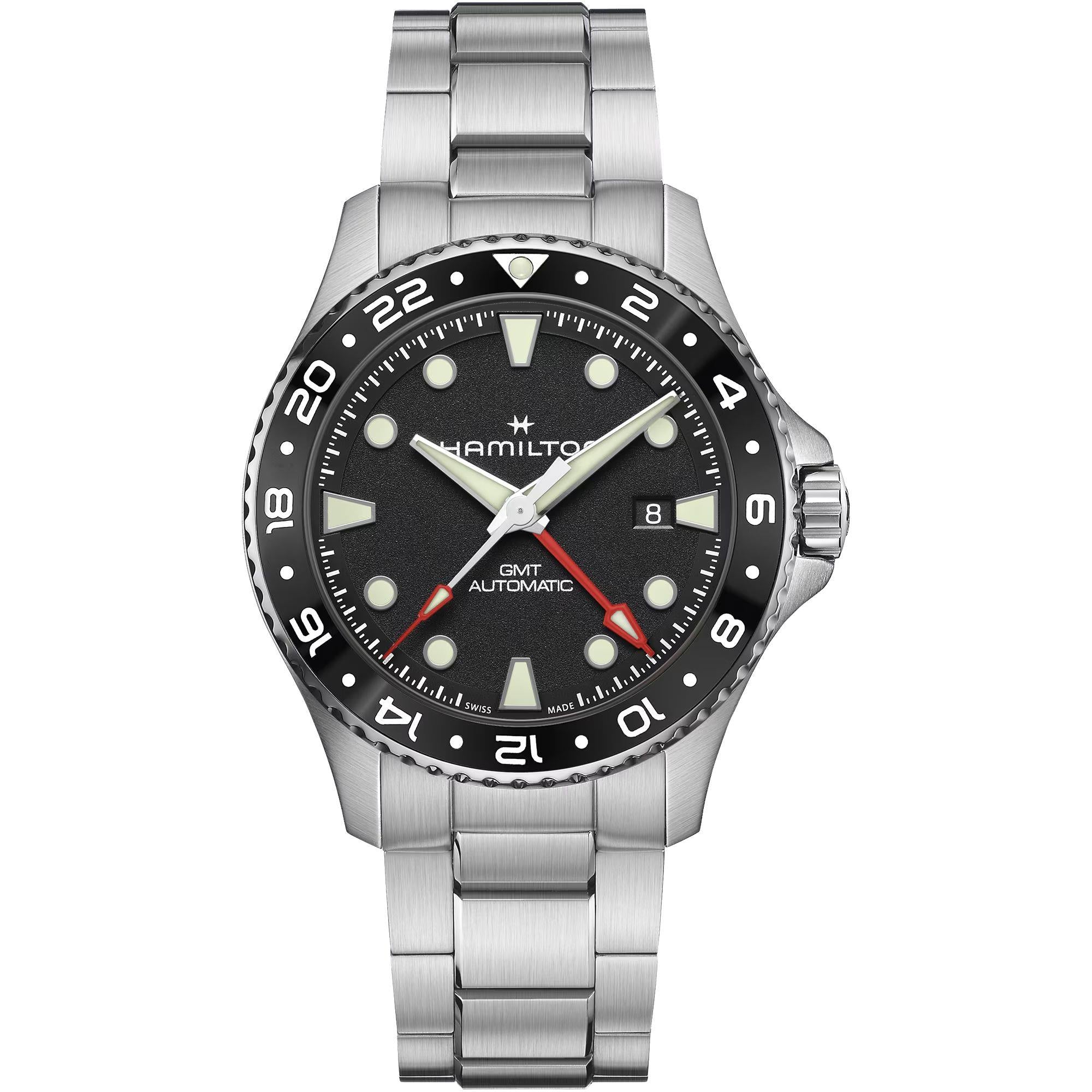 Hamilton Khaki Navy Scuba 43mm GMT Black Dial Steel Mens Automatic Watch H82555130