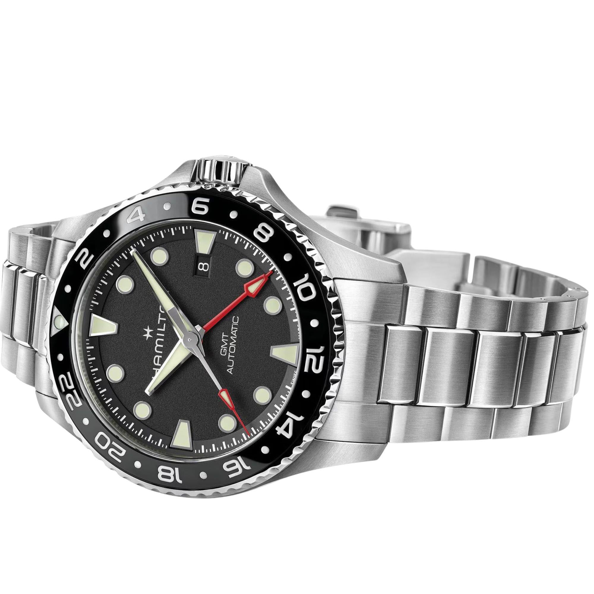 Hamilton Khaki Navy Scuba 43mm GMT Black Dial Steel Mens Automatic Watch H82555130