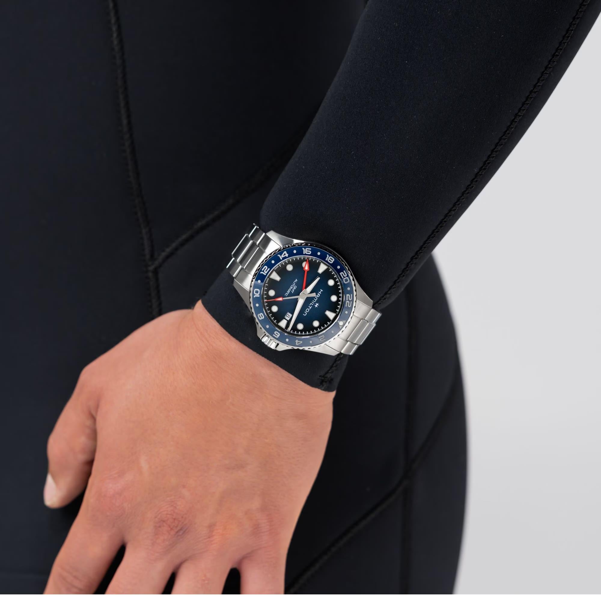Hamilton Khaki Navy Scuba 43mm GMT Blue Dial Steel Mens Automatic Watch H82535140