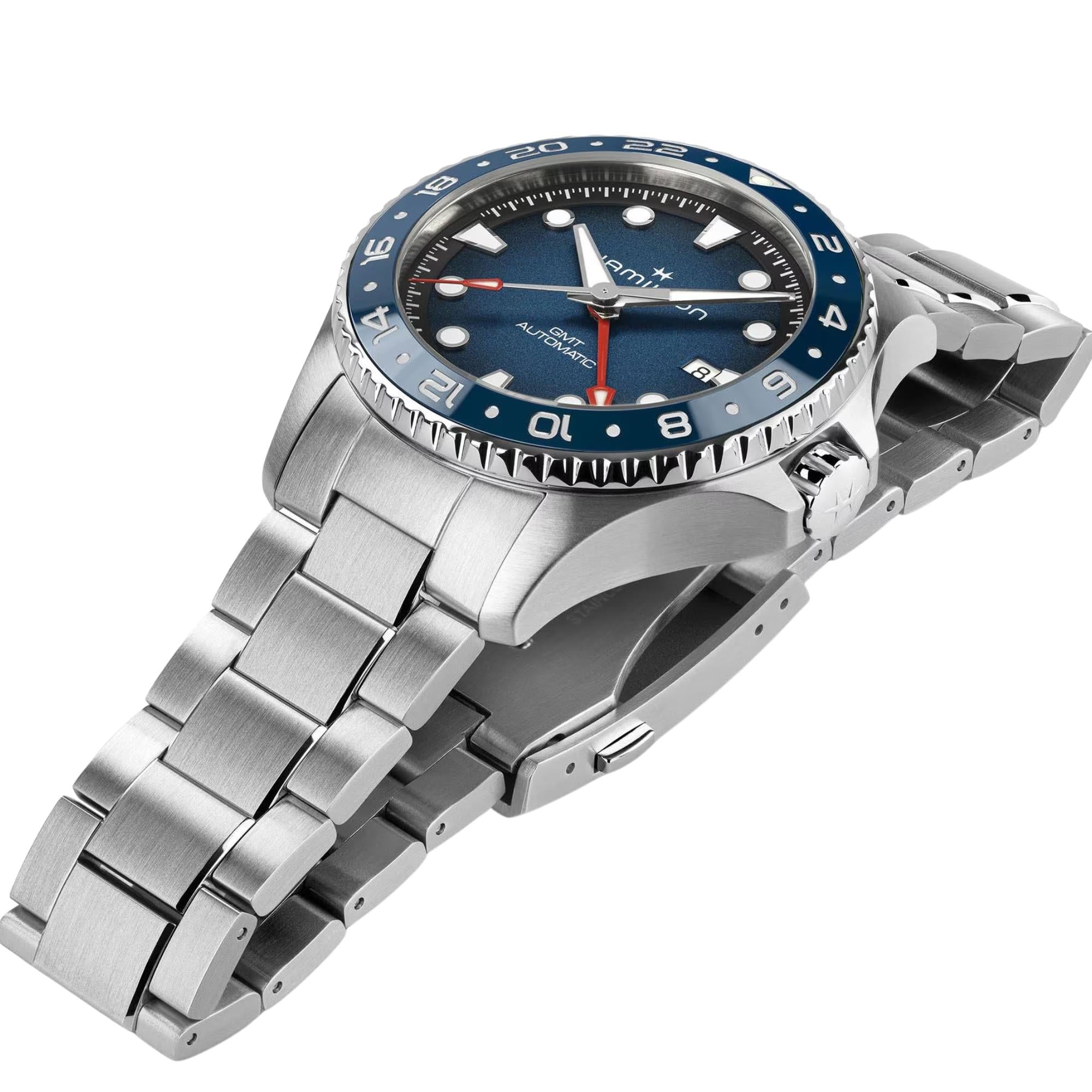 Hamilton Khaki Navy Scuba 43mm GMT Blue Dial Steel Mens Automatic Watch H82535140