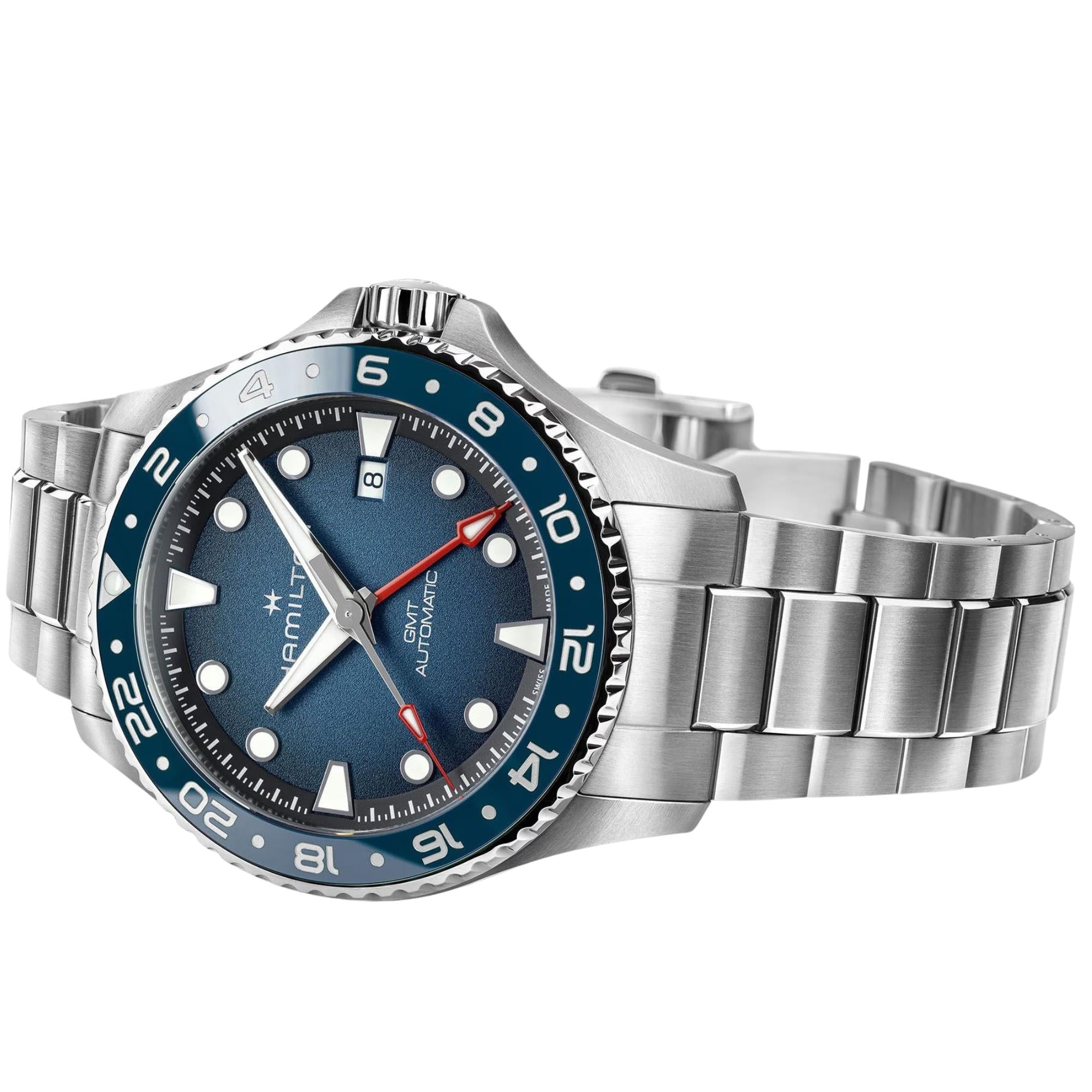 Hamilton Khaki Navy Scuba 43mm GMT Blue Dial Steel Mens Automatic Watch H82535140