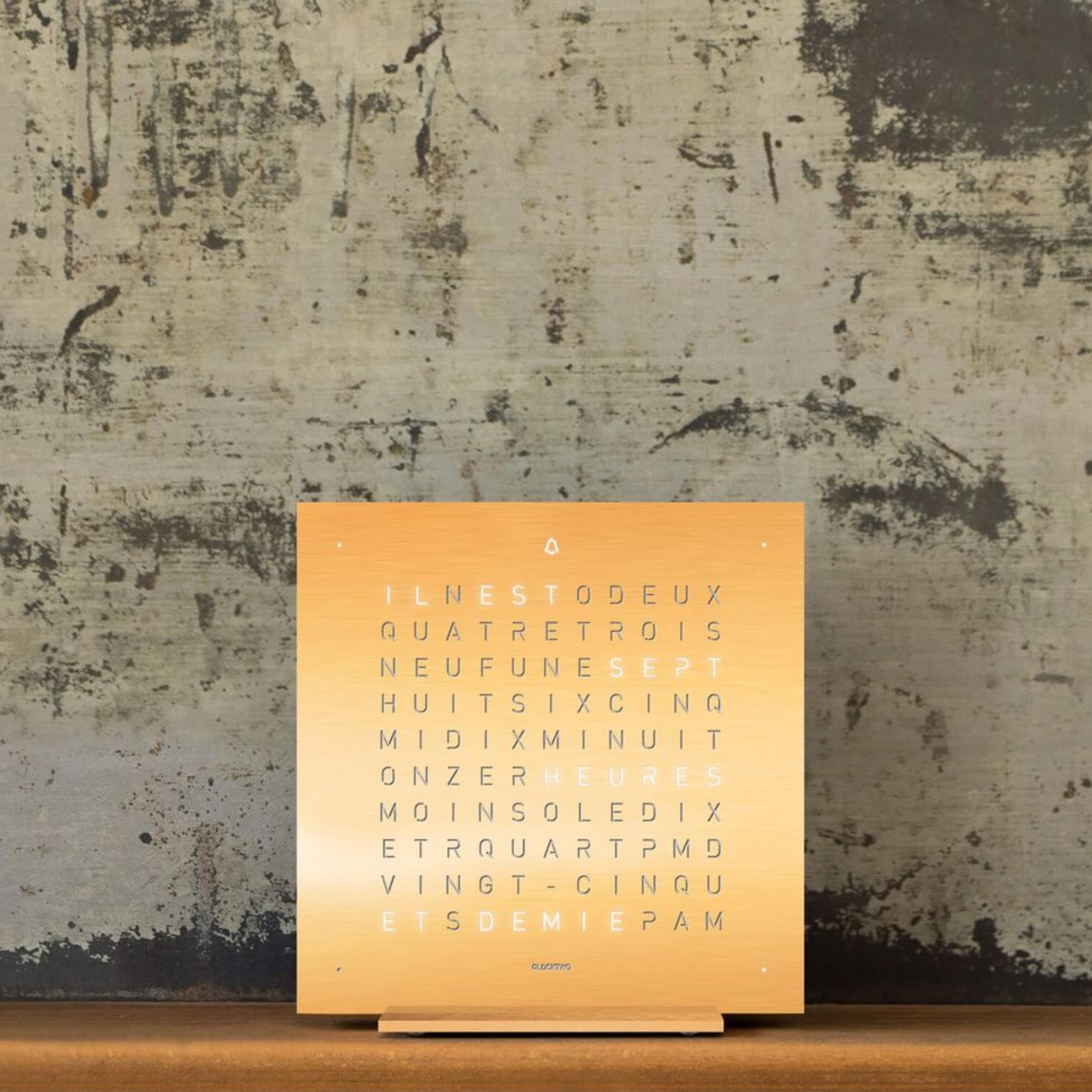 QLOCKTWO Earth 13.5 Steel Series Golden Legend 24k Gold Plated English Table Clock T4GENGD-UK