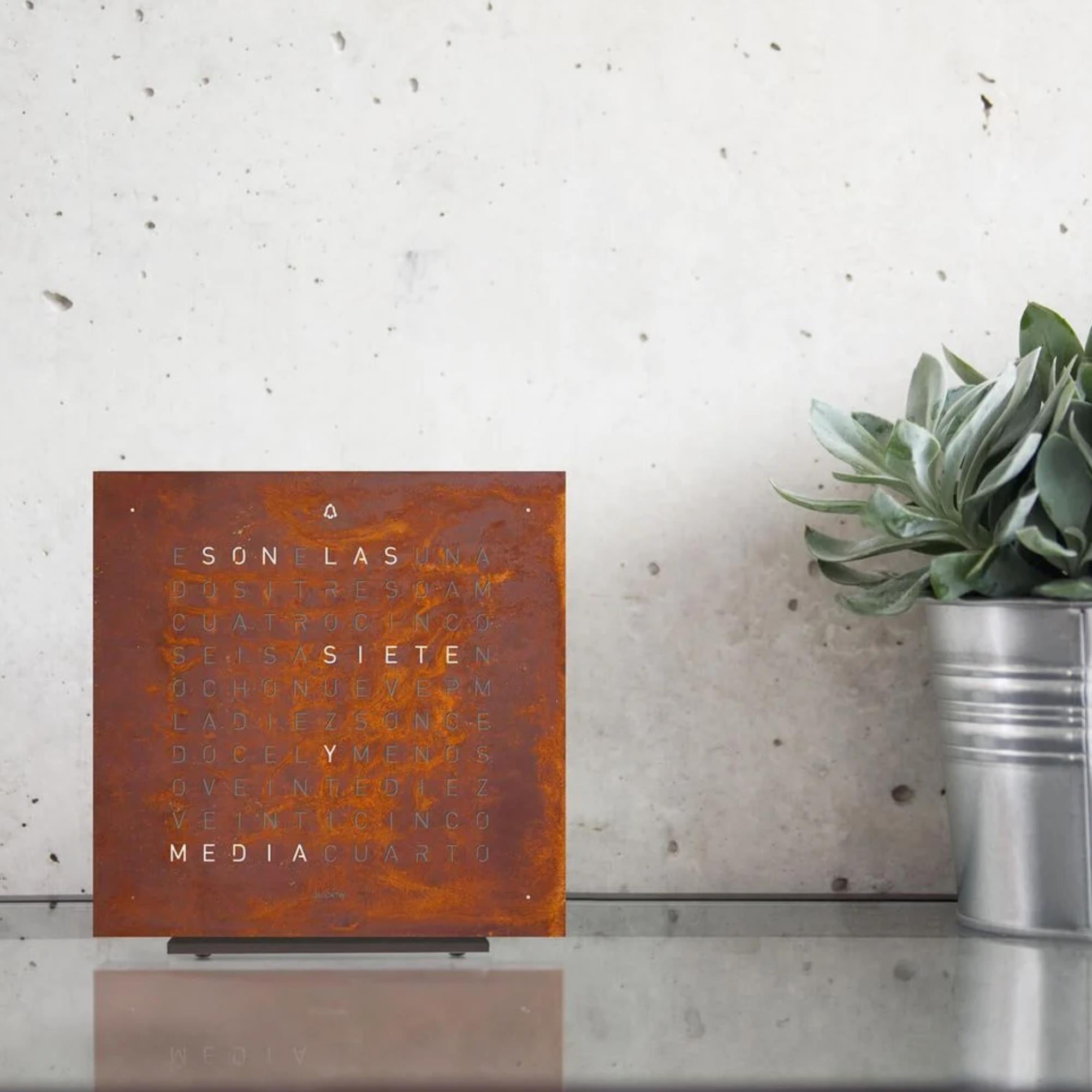 QLOCKTWO Earth 13.5 Creators Edition Rust English Table Clock T4BLENRT-UK