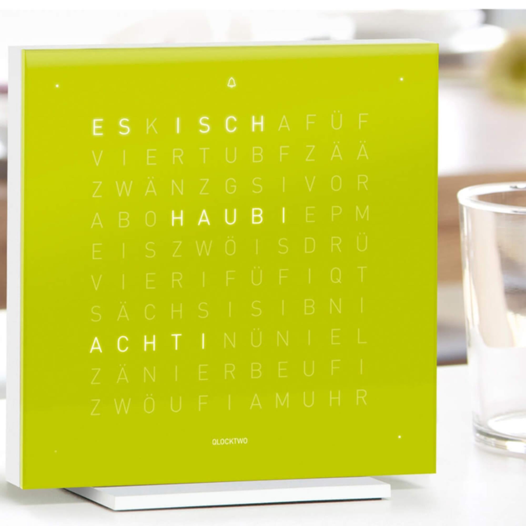 QLOCKTWO Earth 13.5 Pure Edition Lime Juice English Table Clock T4PENLJ-UK
