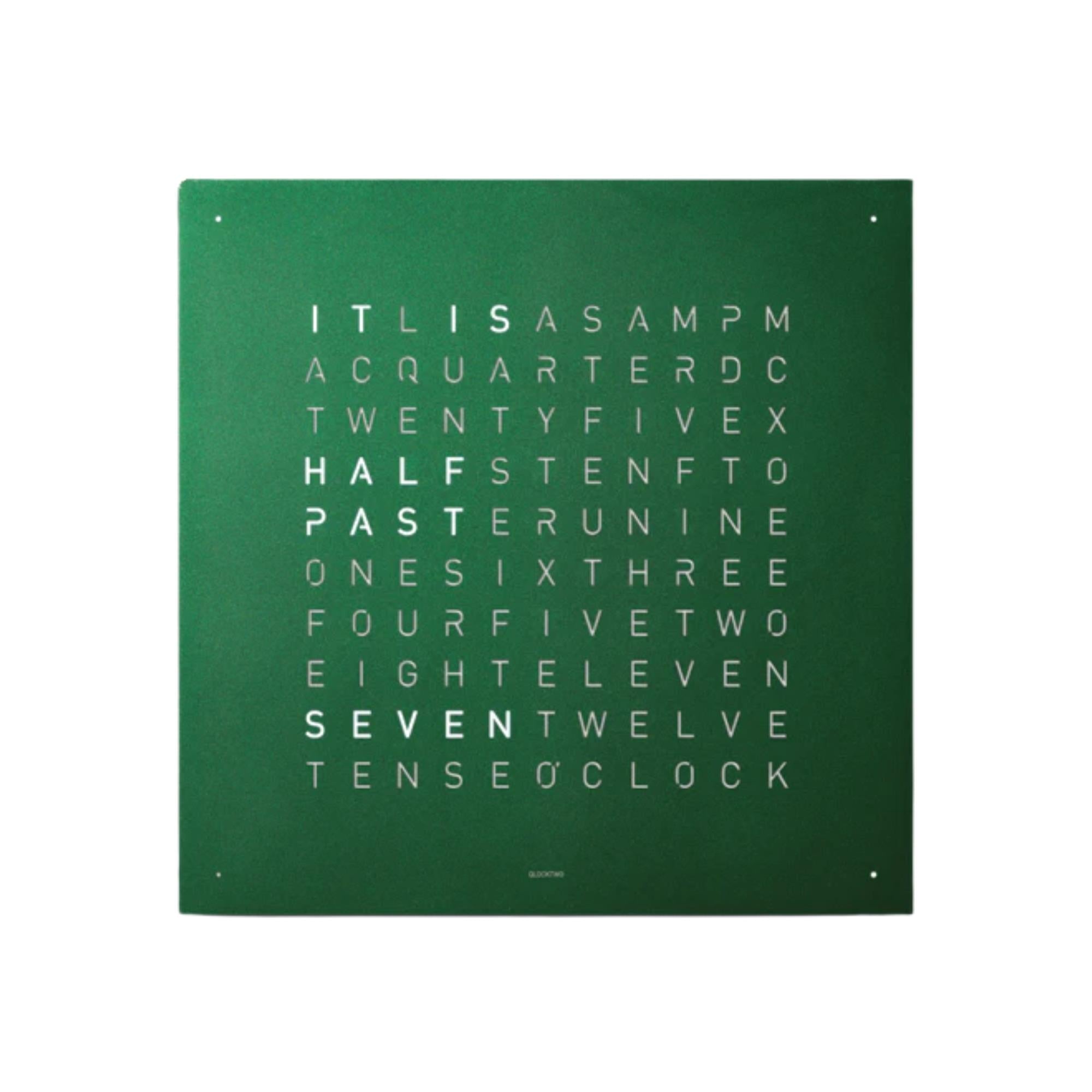 QLOCKTWO Earth 45 Steel Series Green Velvet English Wall Clock QT4ENRGVC-UK