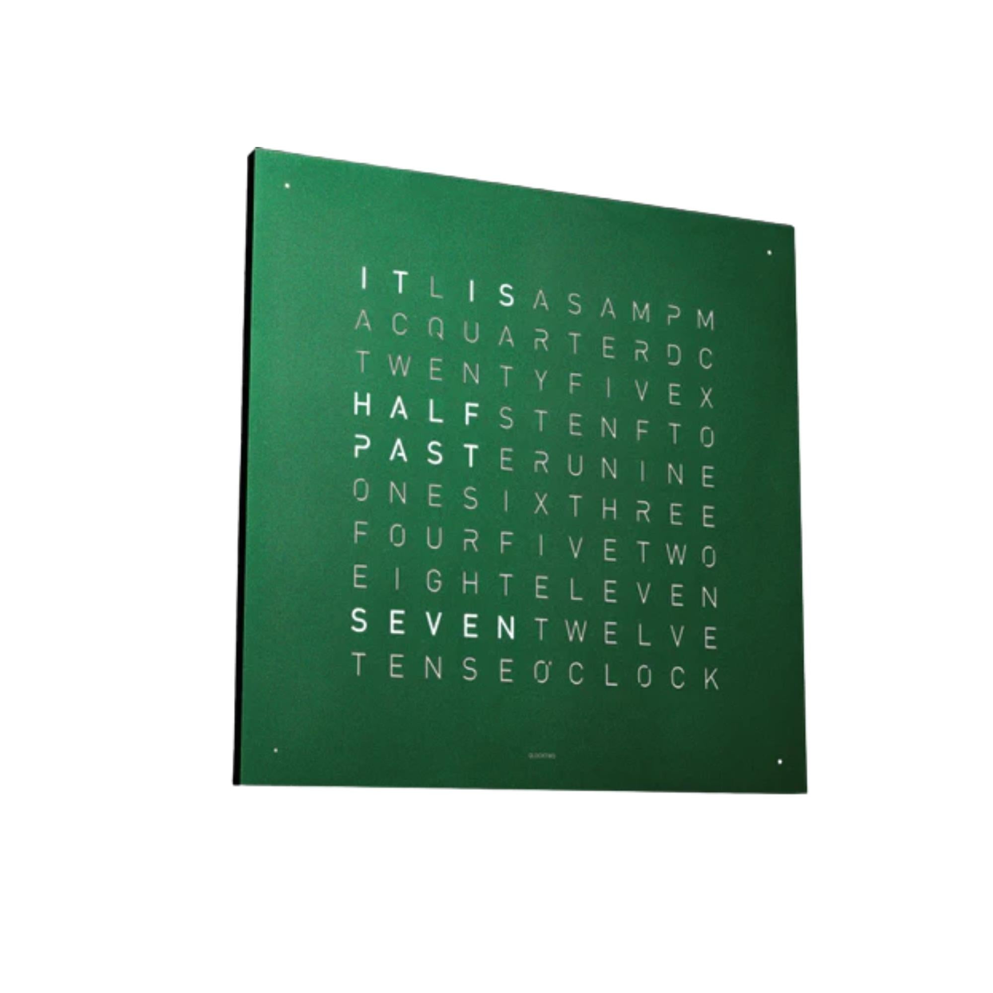 QLOCKTWO Earth 45 Steel Series Green Velvet English Wall Clock QT4ENRGVC-UK