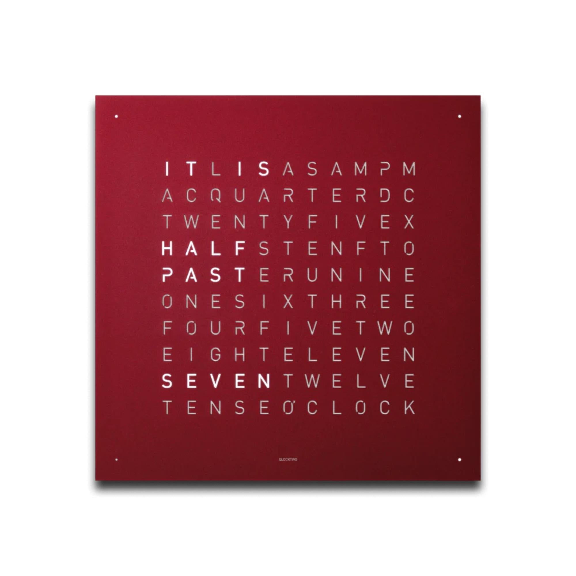 QLOCKTWO Earth 45 Steel Series Red Velvet English Wall Clock QT4ENRRVC-UK