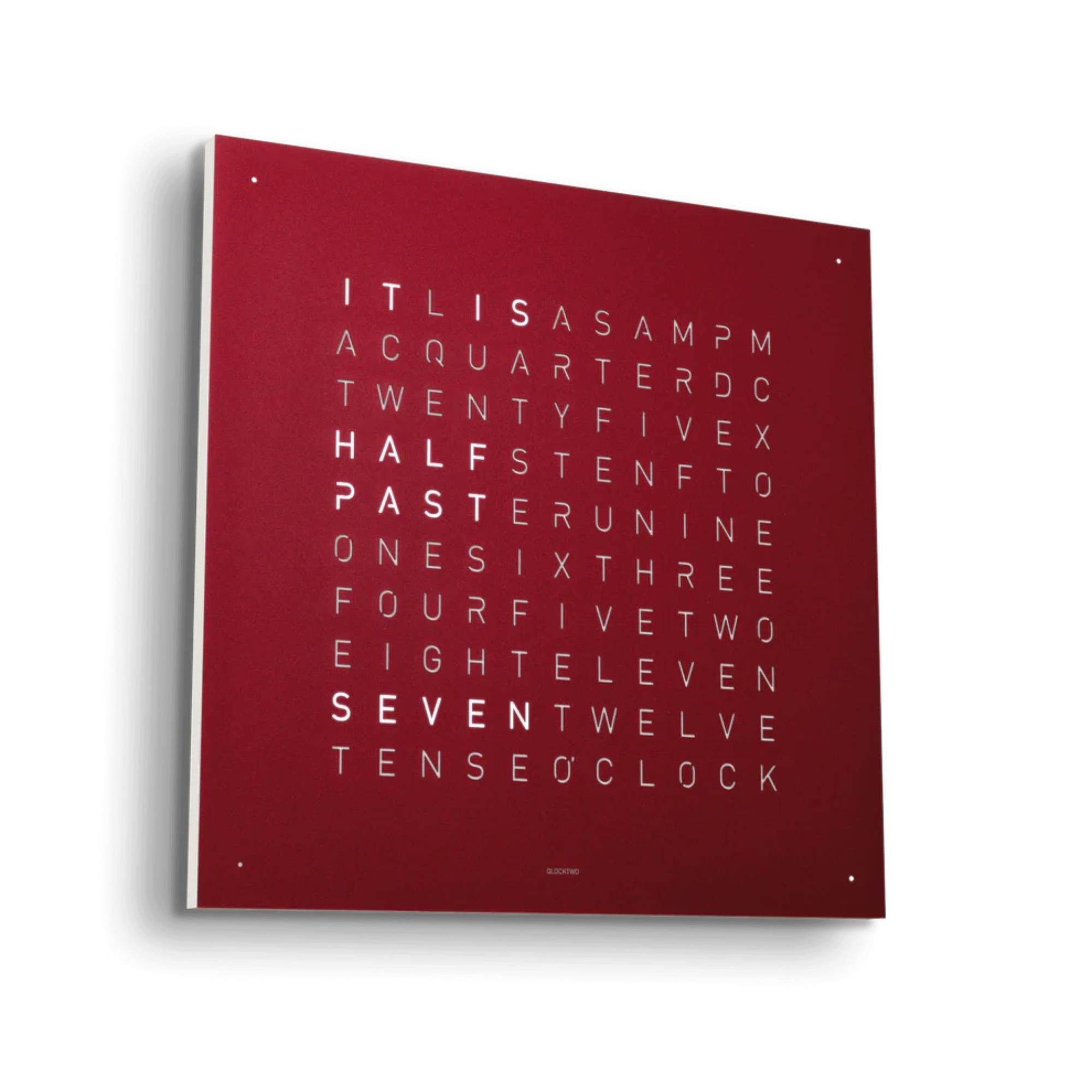 QLOCKTWO Earth 45 Steel Series Red Velvet English Wall Clock QT4ENRRVC-UK
