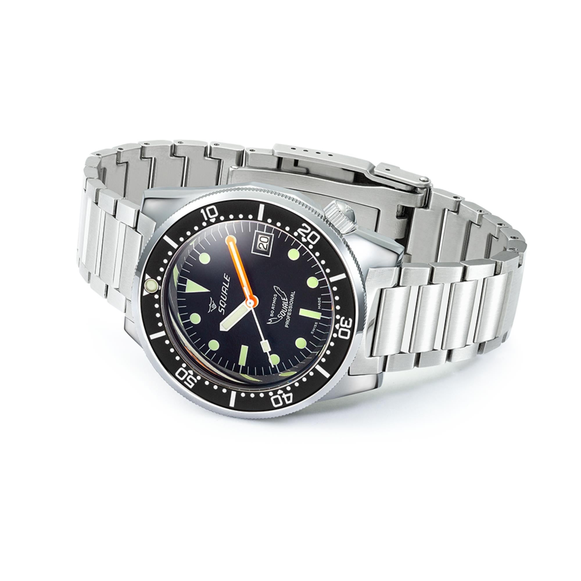 Squale 1521 Classic 42mm Black Dial Steel Mens Automatic Watch 1521CL.