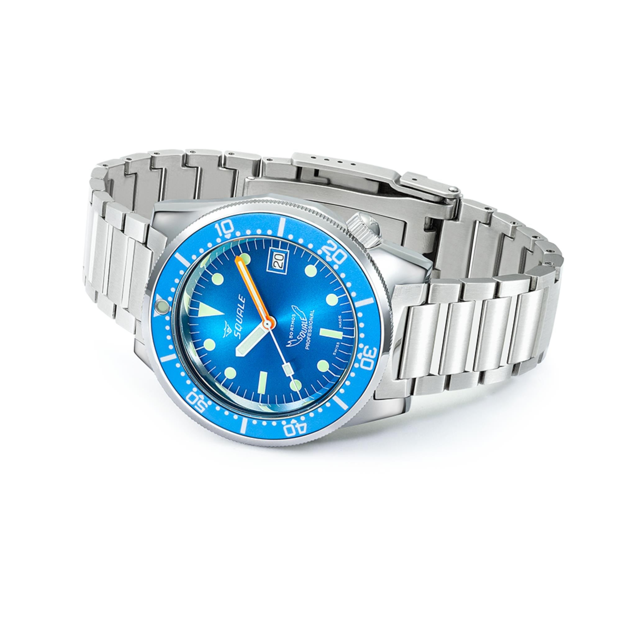 Squale 1521 Ocean 42mm Sunray Blue Dial Steel Mens Automatic Watch 1521OCN.SQ20B