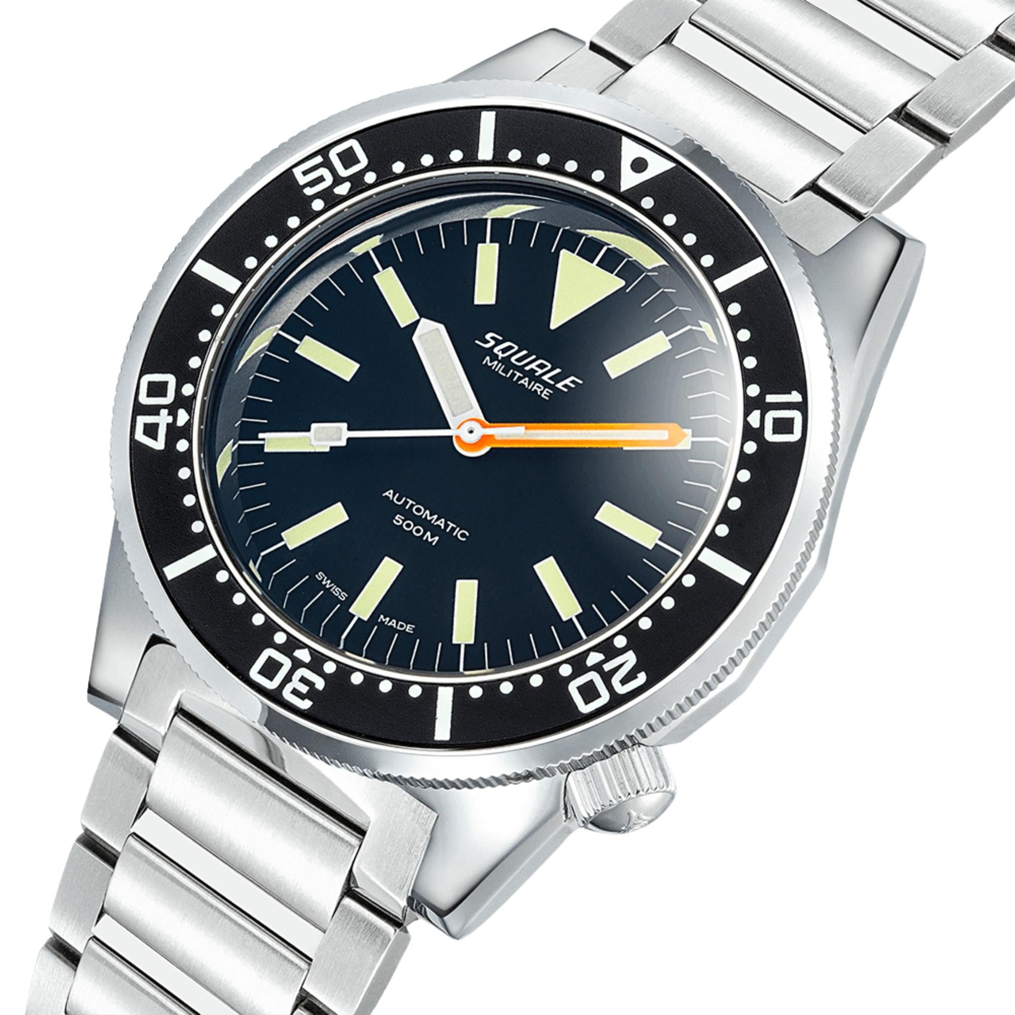 Squale 1521 Militaire 42mm Black Dial Steel Mens Automatic Watch 1521MIL.SQ20B