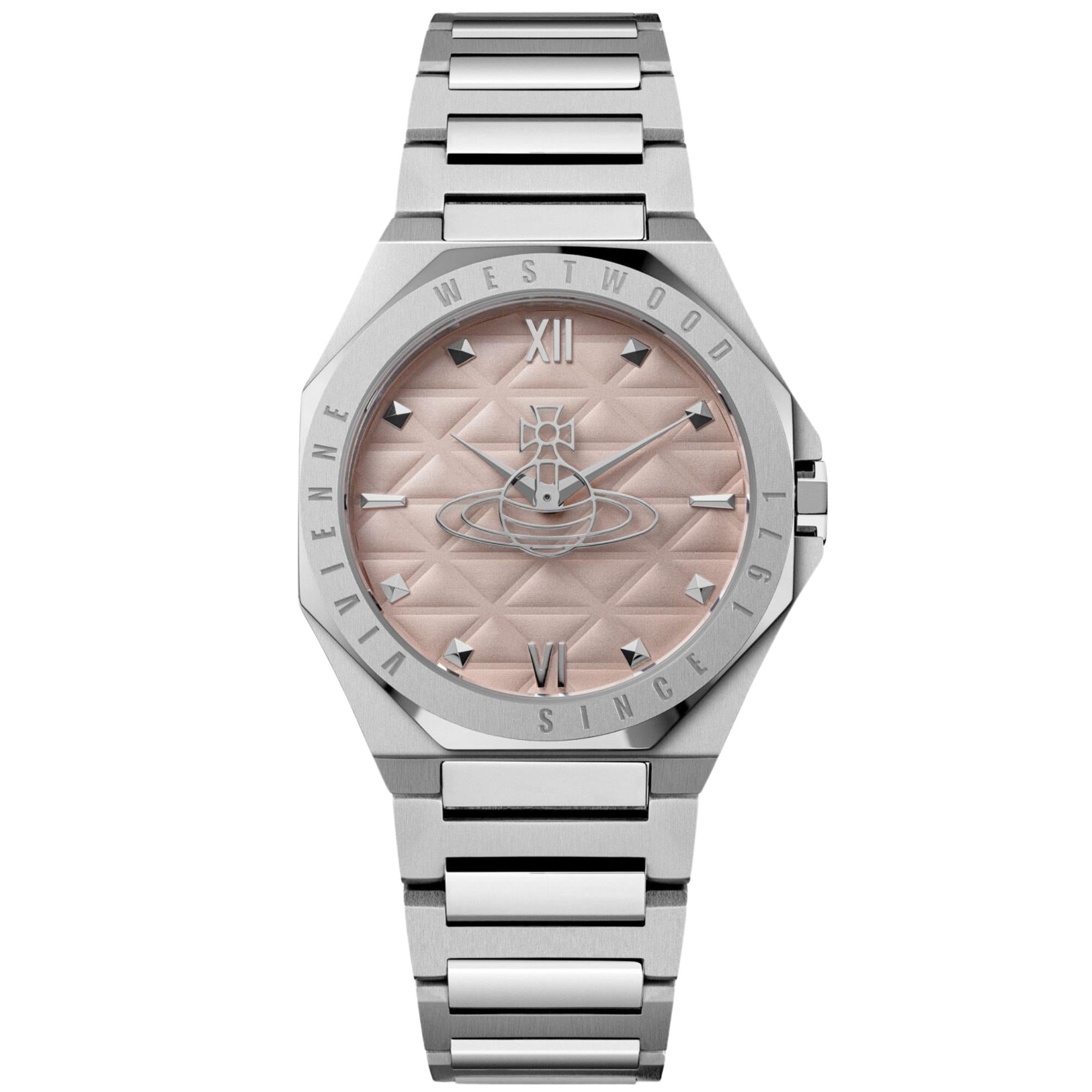 Vivienne Westwood Aldgate 35mm Pink Dial Steel Quartz Watch VV344PPKSL