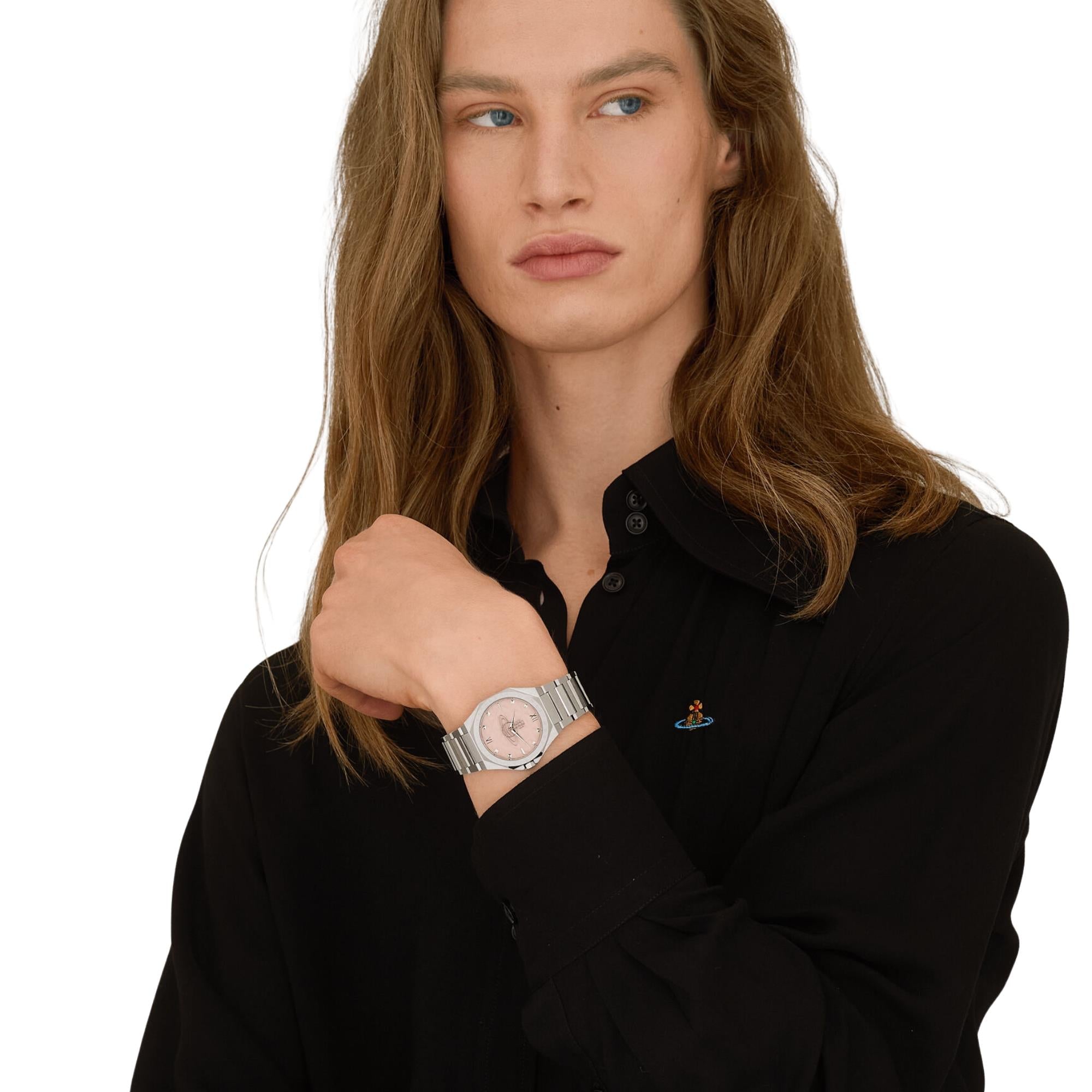 Vivienne Westwood Aldgate 35mm Pink Dial Steel Quartz Watch VV344PPKSL