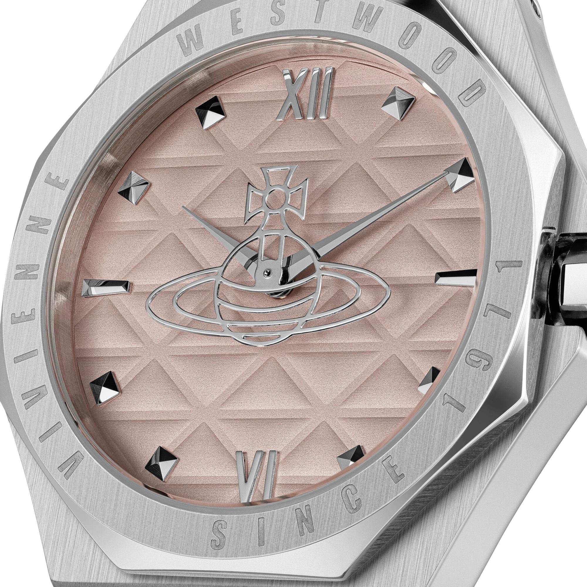Vivienne Westwood Aldgate 35mm Pink Dial Steel Quartz Watch VV344PPKSL