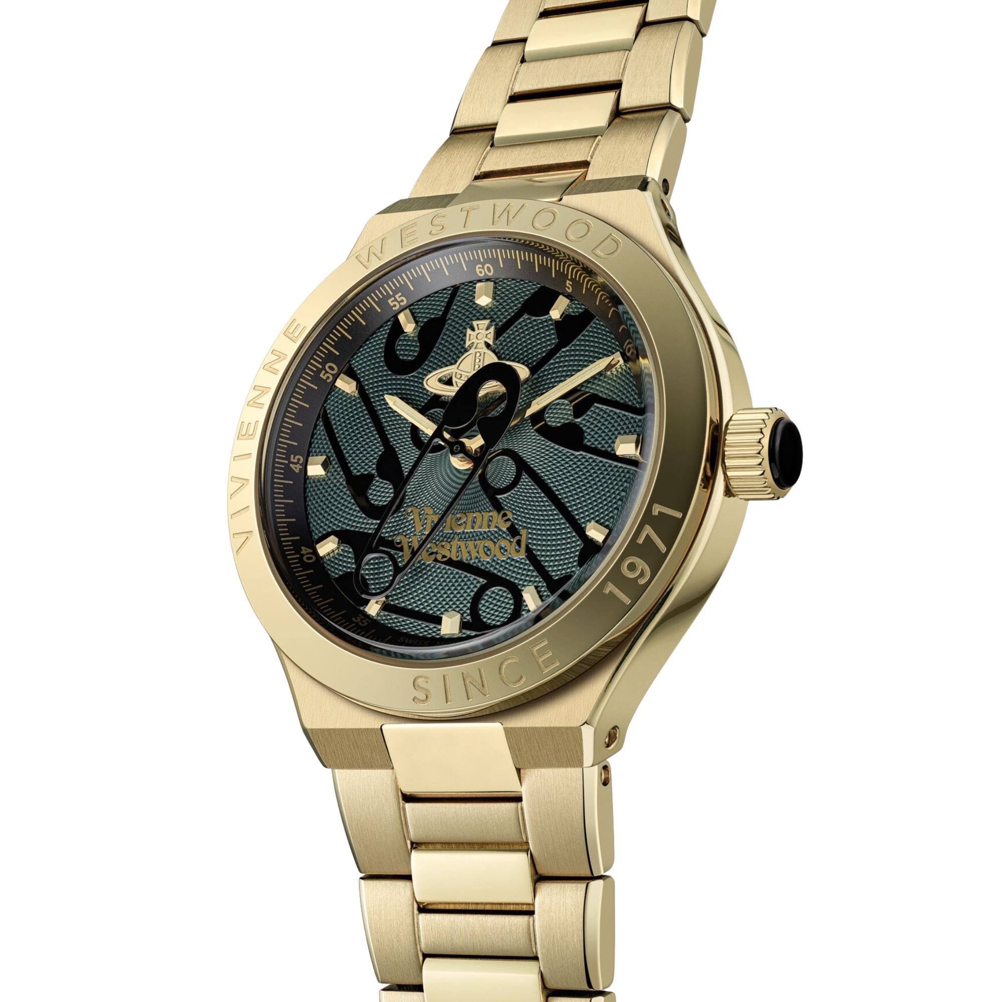 Vivienne Westwood Berwick 37mm Green Dial Steel Quartz Watch VV345GRGD