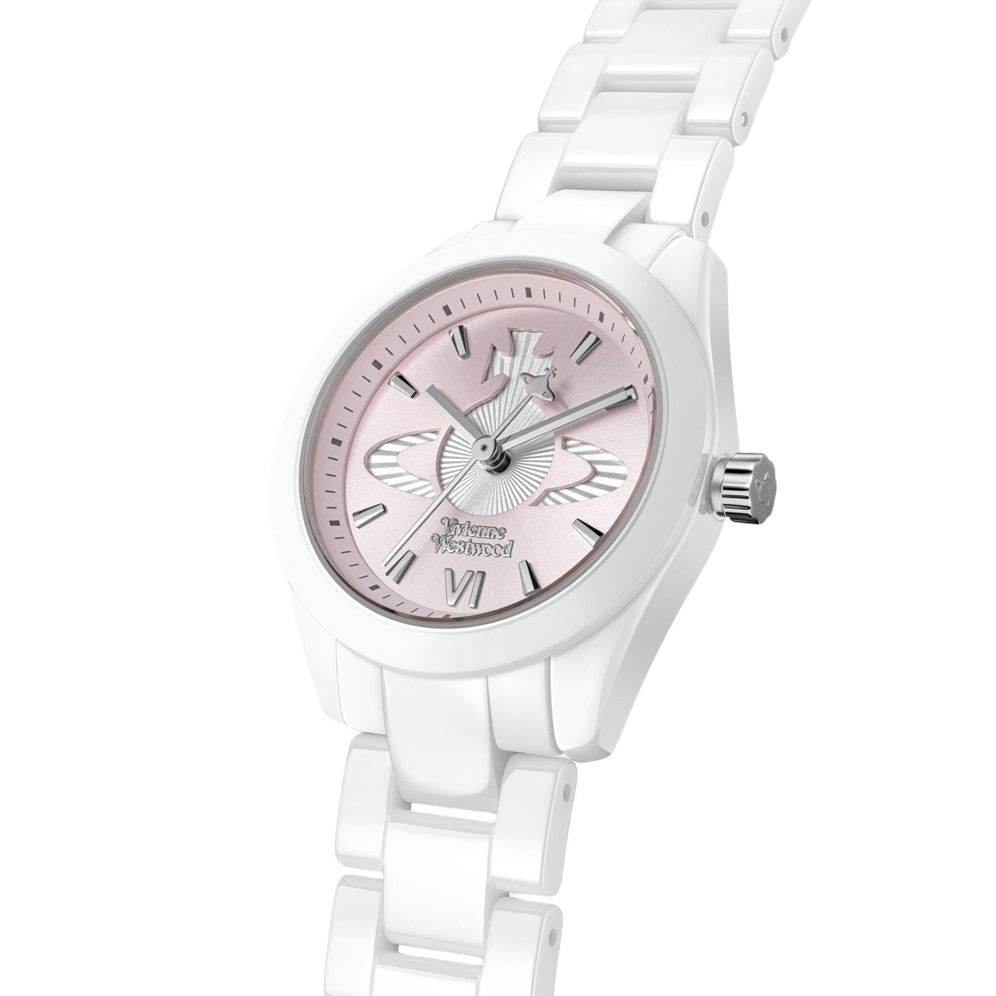 Vivienne Westwood Fenchurch Ceramica 29mm Pink Dial Ceramic Ladies Quartz Watch VV358LPKWH