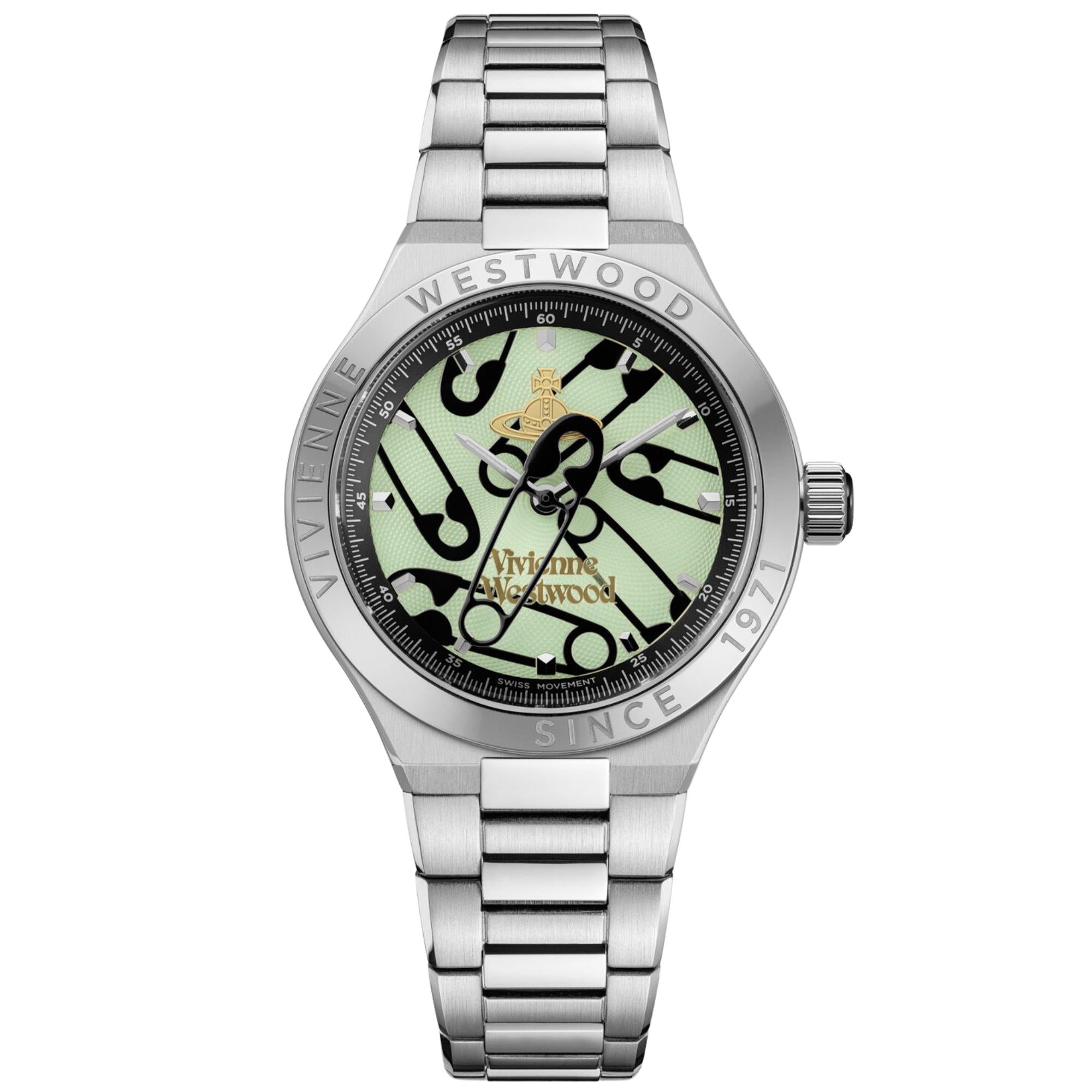 Vivienne Westwood Berwick 37mm Green Dial Steel Quartz Watch VV345GRGD