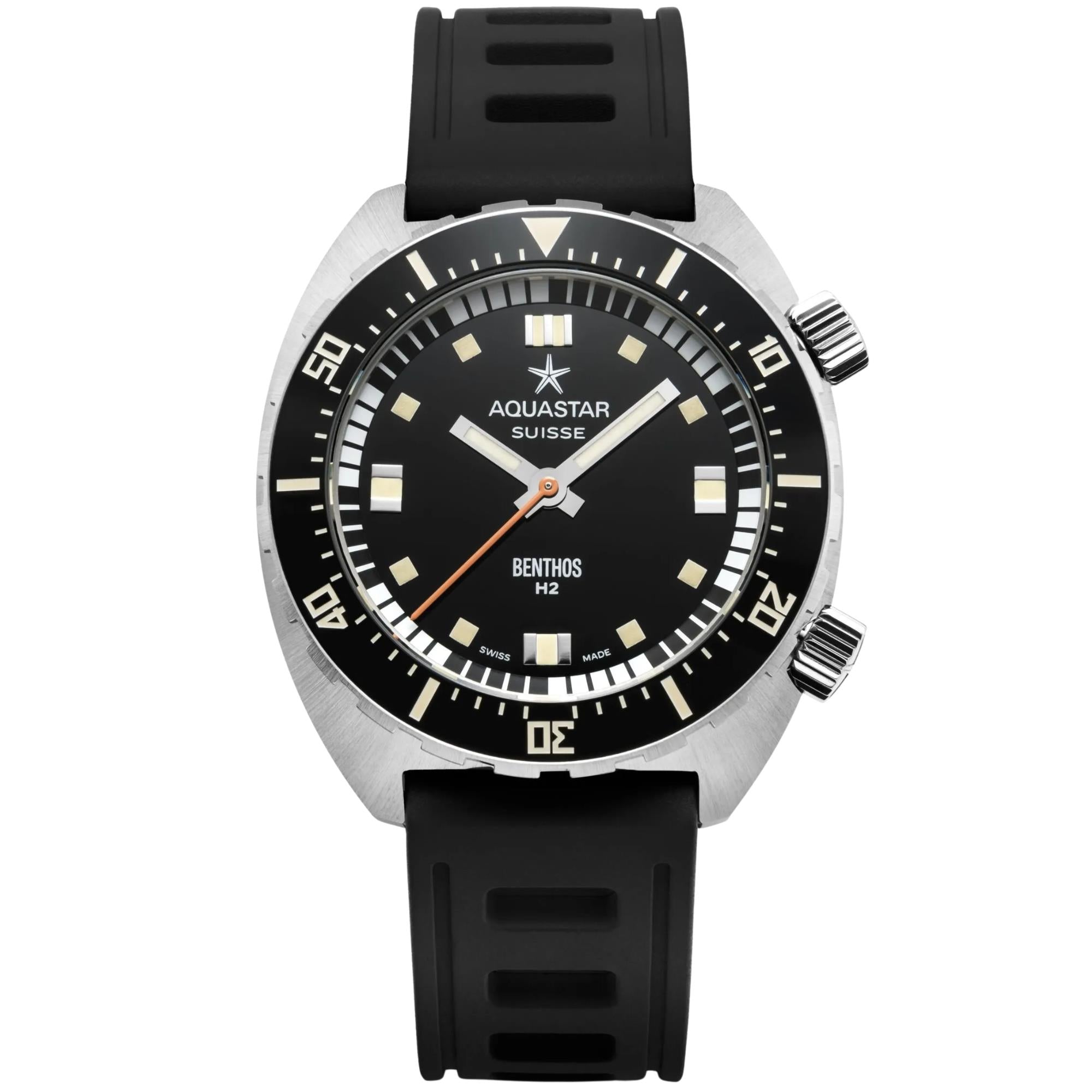 Aquastar Benthos Heritage II 40mm Limited Edition Black Dial Strap Mens Automatic Watch BENTHOS-H2-BLACK