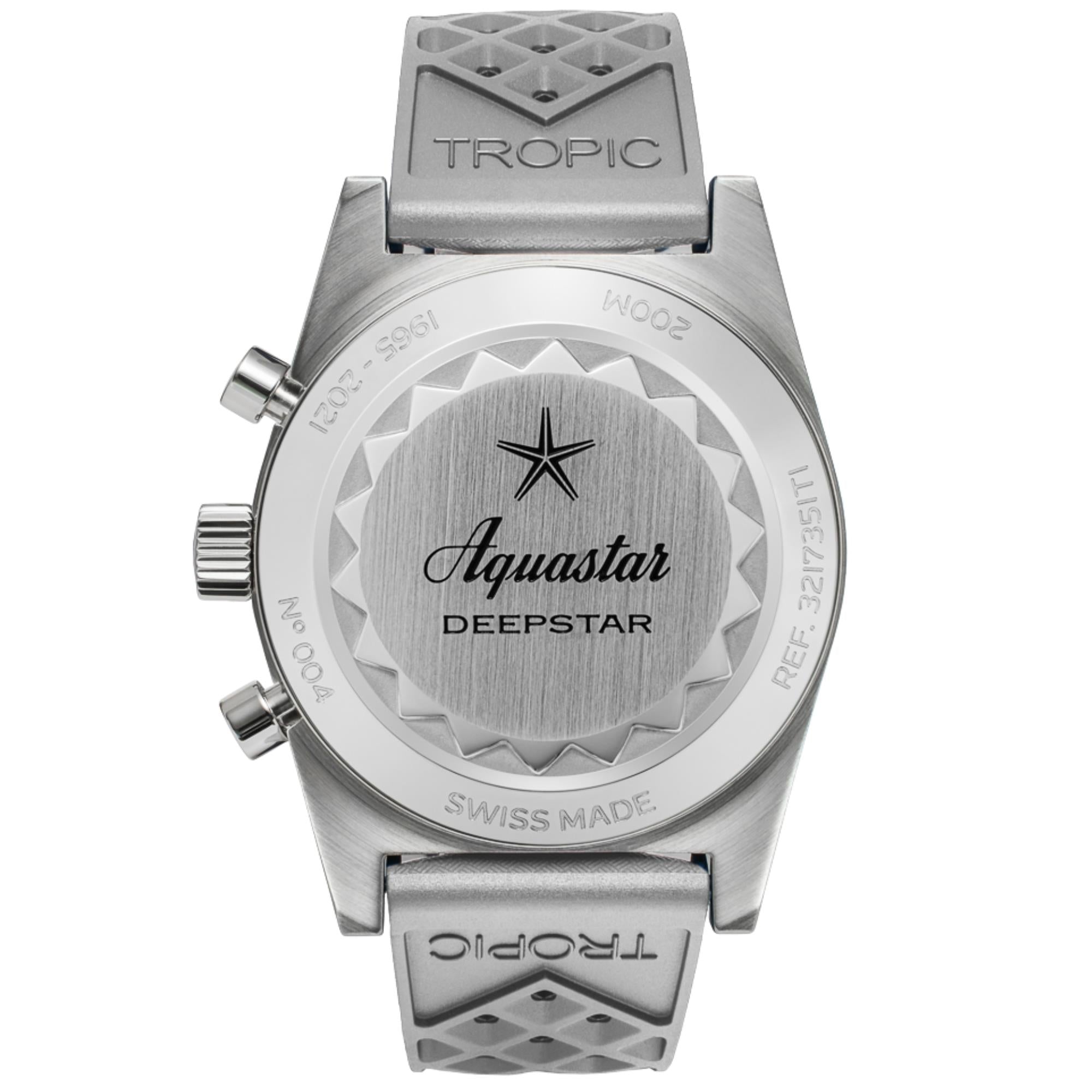 Aquastar Deepstar Silverline 39mm Chronograph Silver Dial Steel Mens Automatic Watch