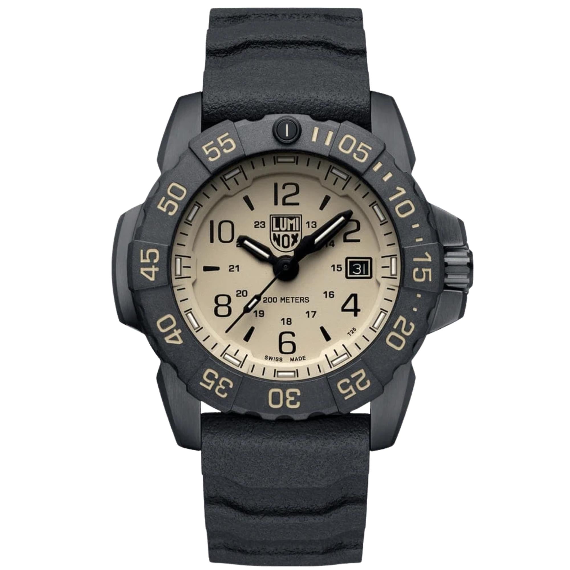 Luminox Navy Seal Foundation 45mm Sandfarbenes Zifferblatt Gummi Herren Quarzuhr XS.3251.CB.NSF.2