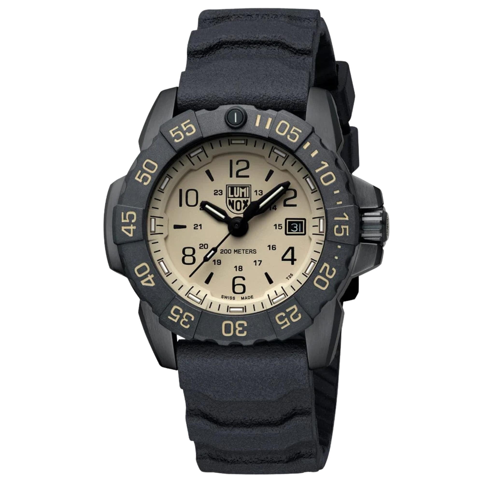 Luminox Navy Seal Foundation 45mm Sandfarbenes Zifferblatt Gummi Herren Quarzuhr XS.3251.CB.NSF.2