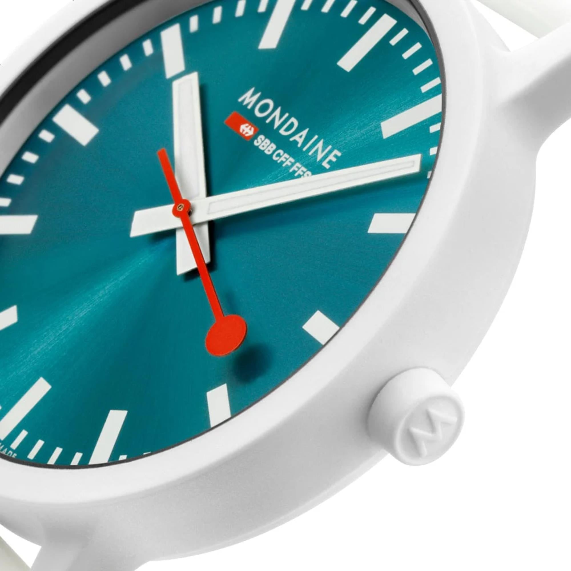 Mondaine Essence Teal 41mm Limited Edition Blue Dial Silicone Mens Quartz Watch MS1.41140.RA