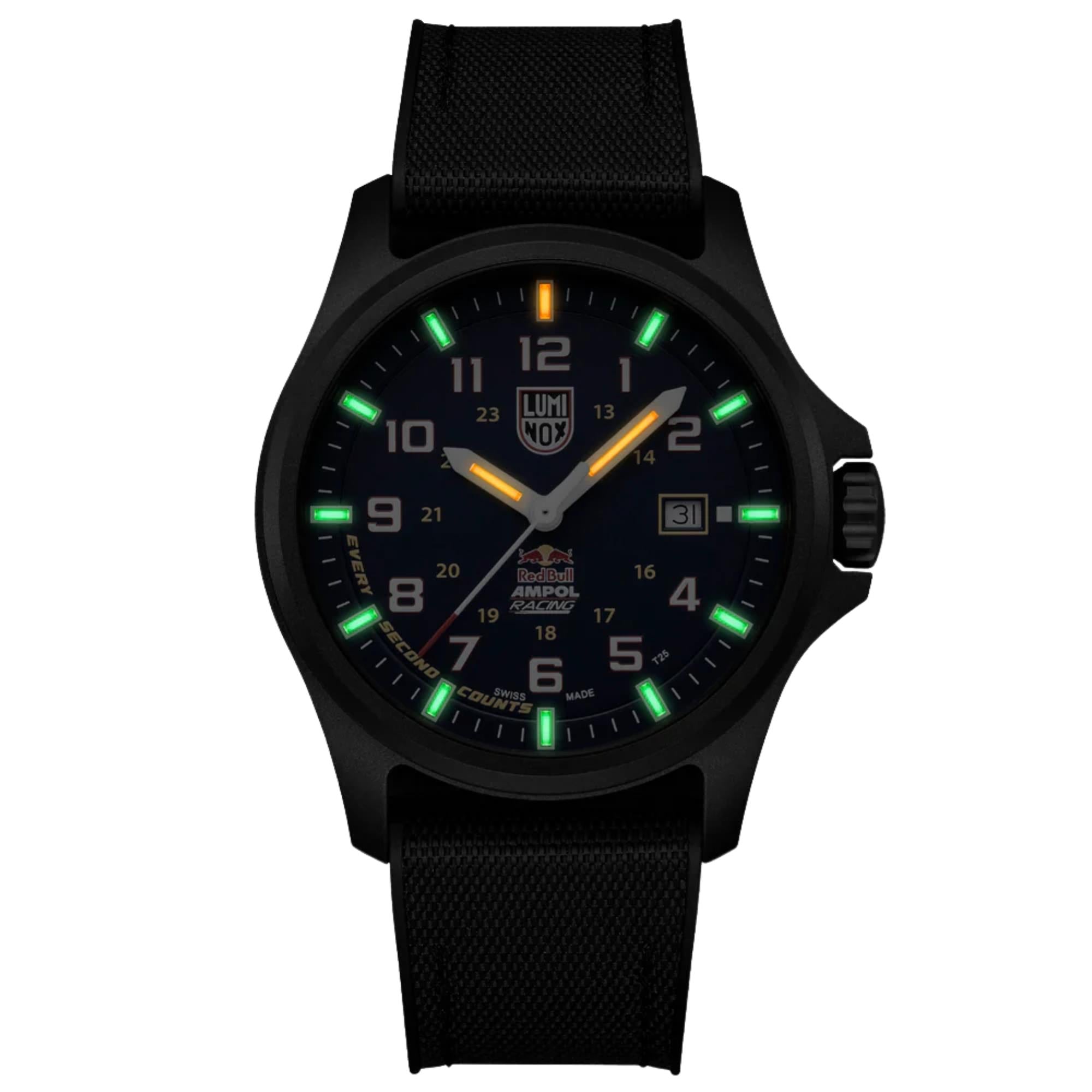 Luminox Atacama Field 43mm Limited Edition Red Bull Ampol Racing Blue Dial Rubber Textile Mens Quartz Watch XL.1970.ARB.N