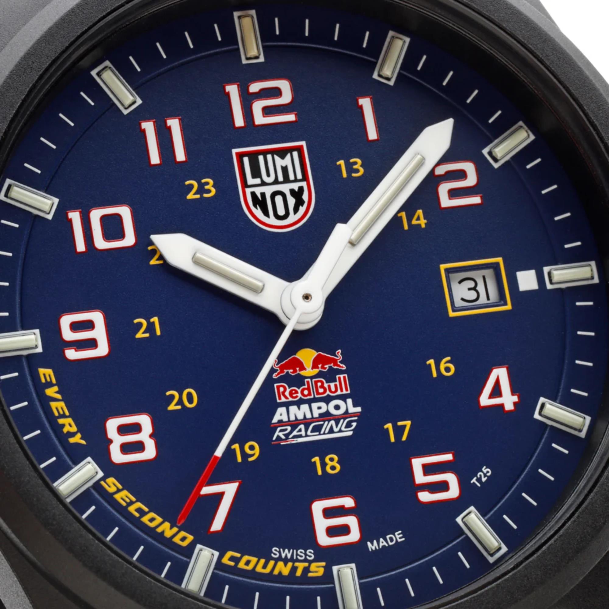 Luminox Atacama Field 43mm Limited Edition Red Bull Ampol Racing Blue Dial Rubber Textile Mens Quartz Watch XL.1970.ARB.N
