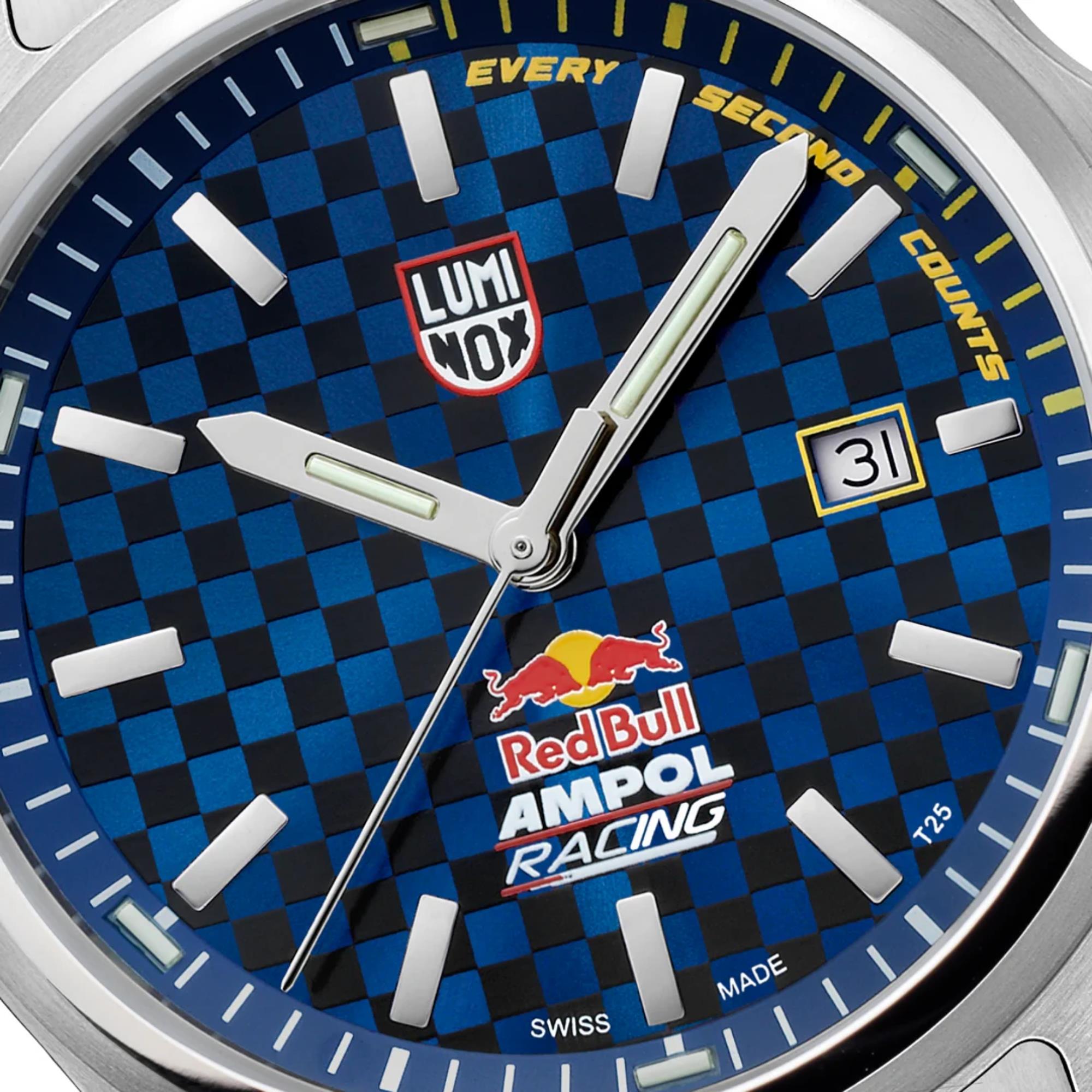 Luminox Atacama Field 43mm Limited Edition Red Bull Ampol Racing Blue Dial Steel Mens Quartz Watch XL.2523.ARB.N