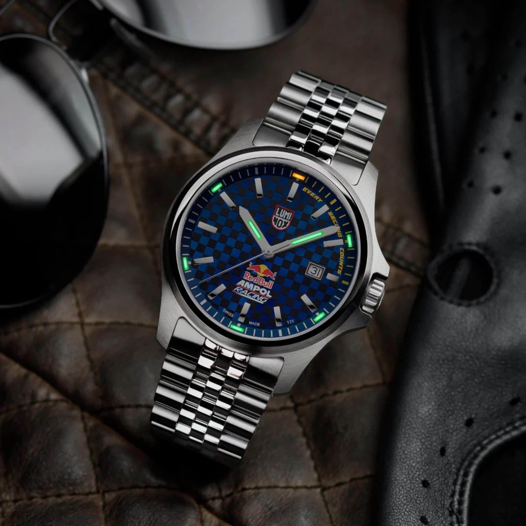 Luminox Atacama Field 43mm Limited Edition Red Bull Ampol Racing Blue Dial Steel Mens Quartz Watch XL.2523.ARB.N
