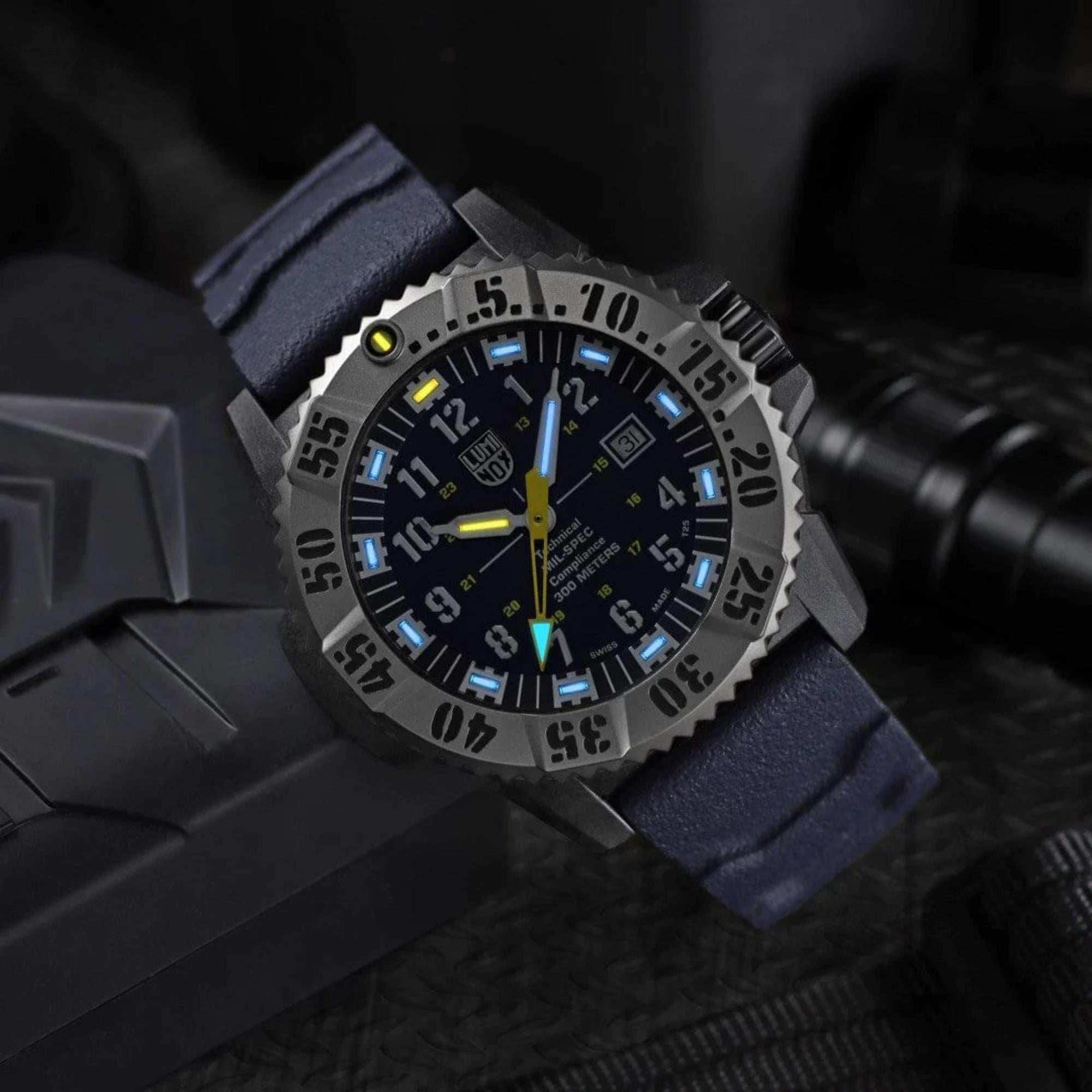 Luminox MIL-SPEC Inspired 46mm Titanium Blue Dial Rubber Mens Quartz Watch XL.3355.2