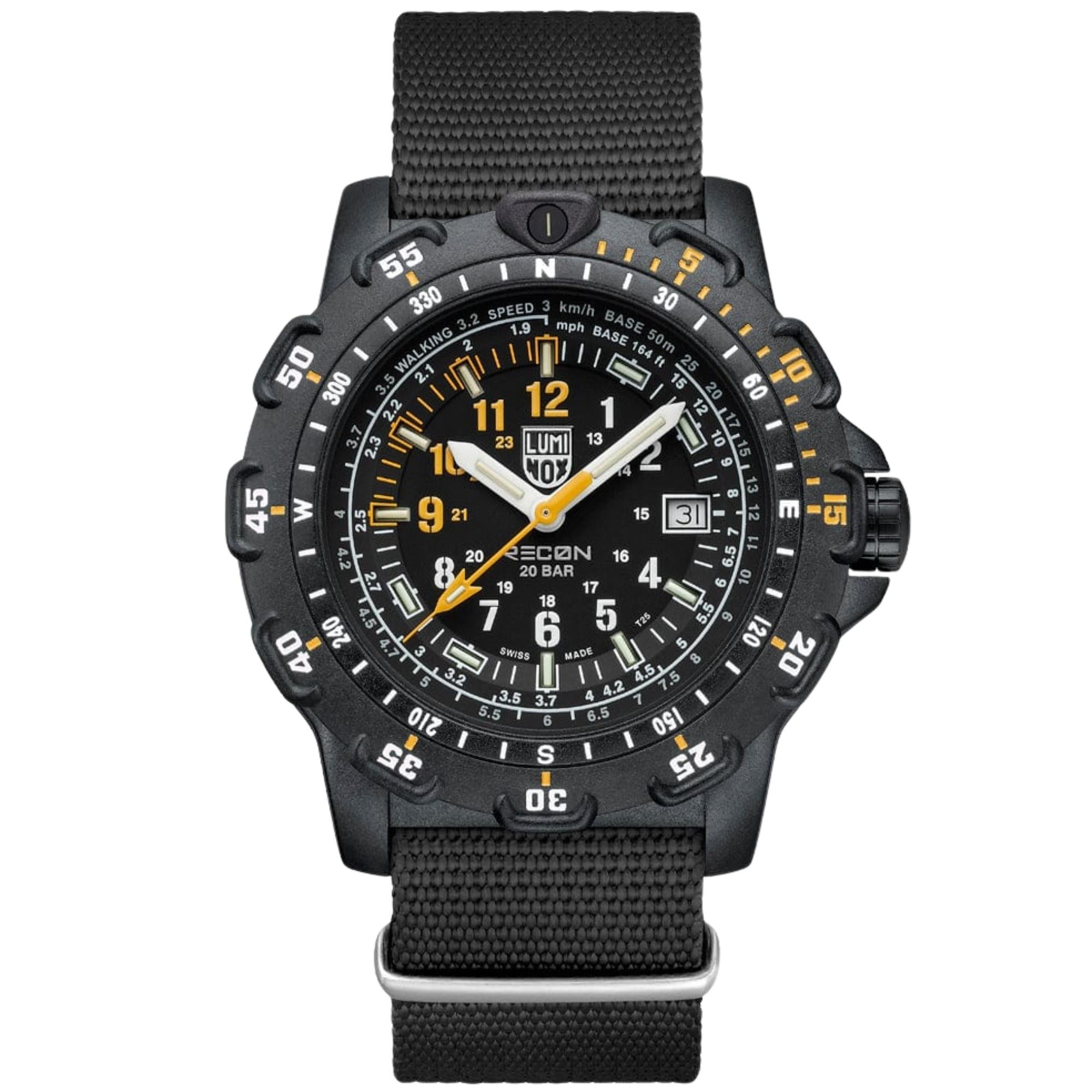 Luminox RECON Point Man 45mm Black Dial Rubber and NATO Mens Quartz Watch XL.8825.H.SET.1