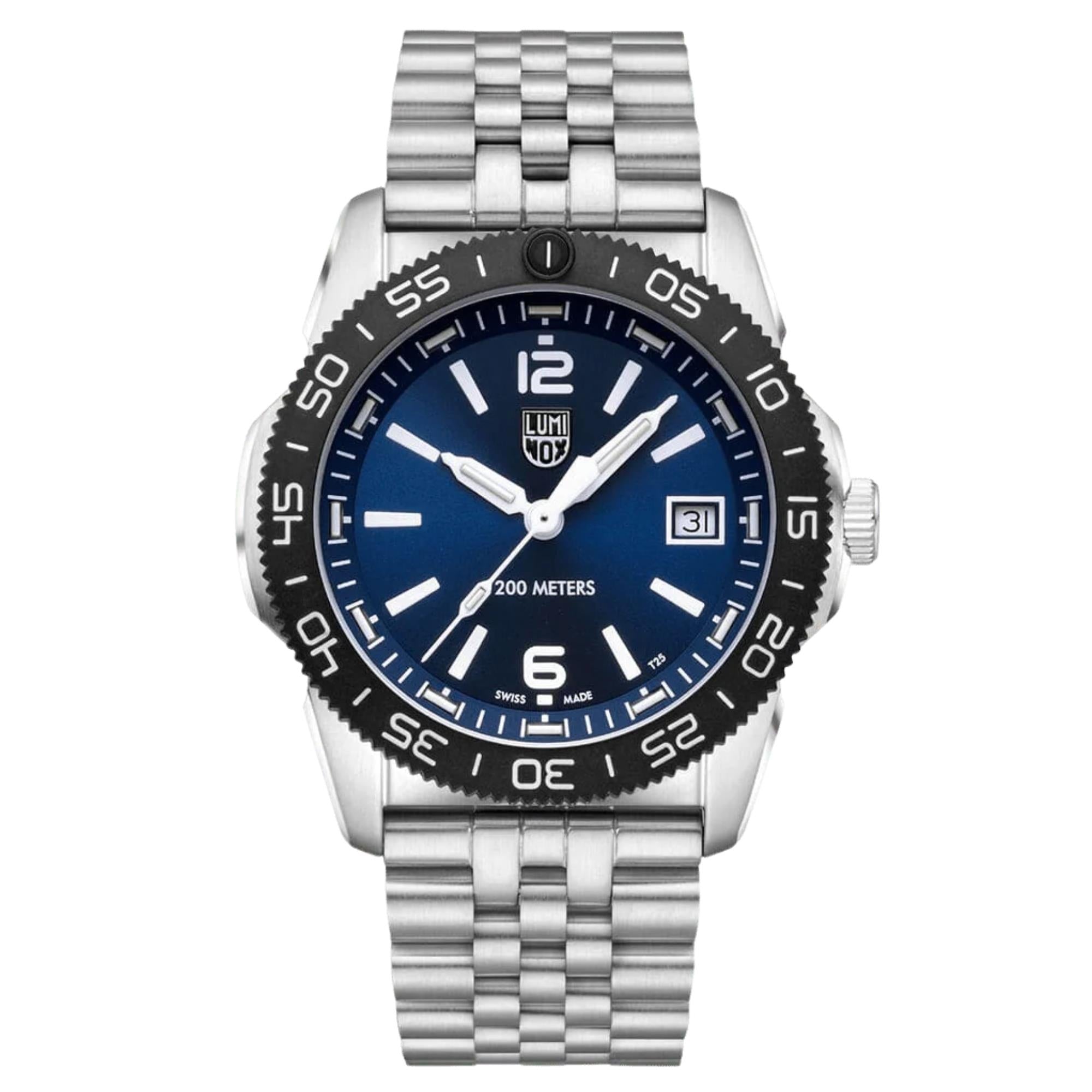 Luminox Pacific Diver Ripple 39mm Blue Dial Steel and Rubber Quartz Watch XS.3123M.SET.1